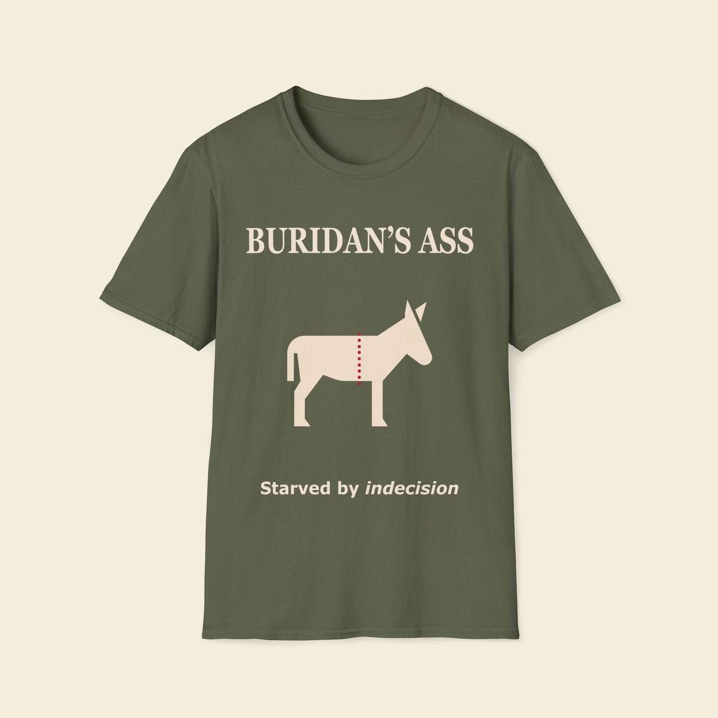 Buridan’s Ass – Minimalist Philosophy Tee Military Green