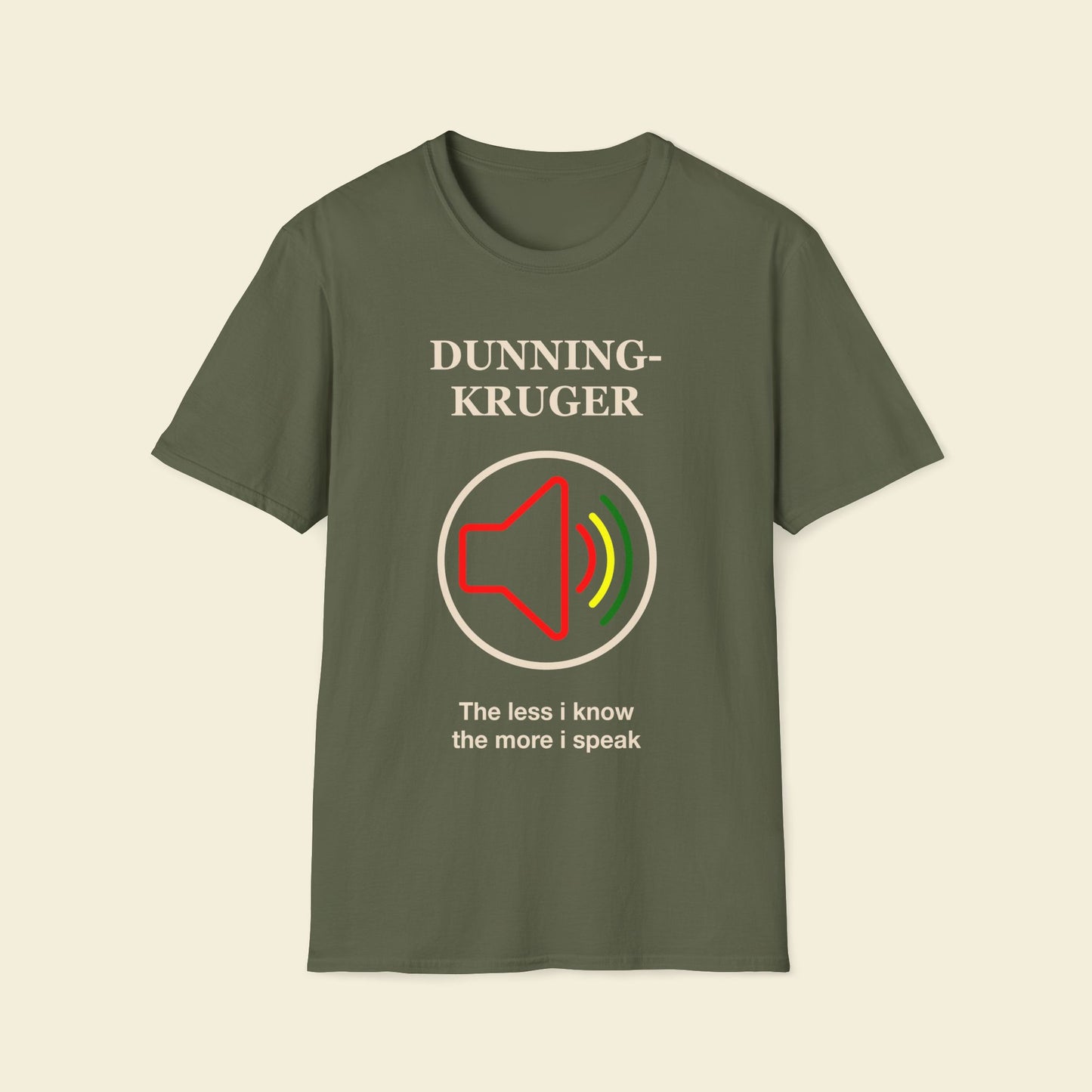 Dunning–Kruger – Minimalist Psychology Tee Military Green