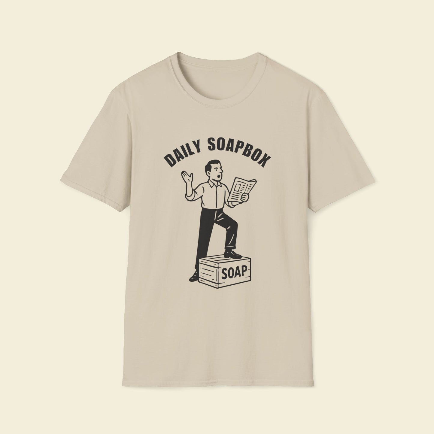 Daily Soapbox – Retro Satire Tee Sand