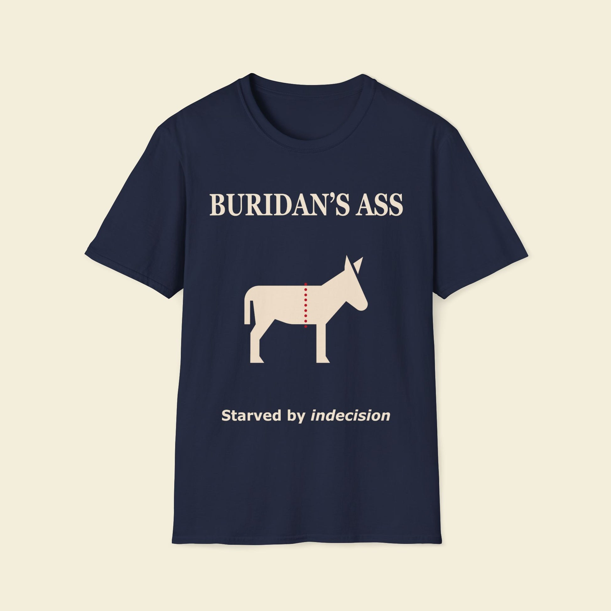Buridan’s Ass – Minimalist Philosophy Tee Navy