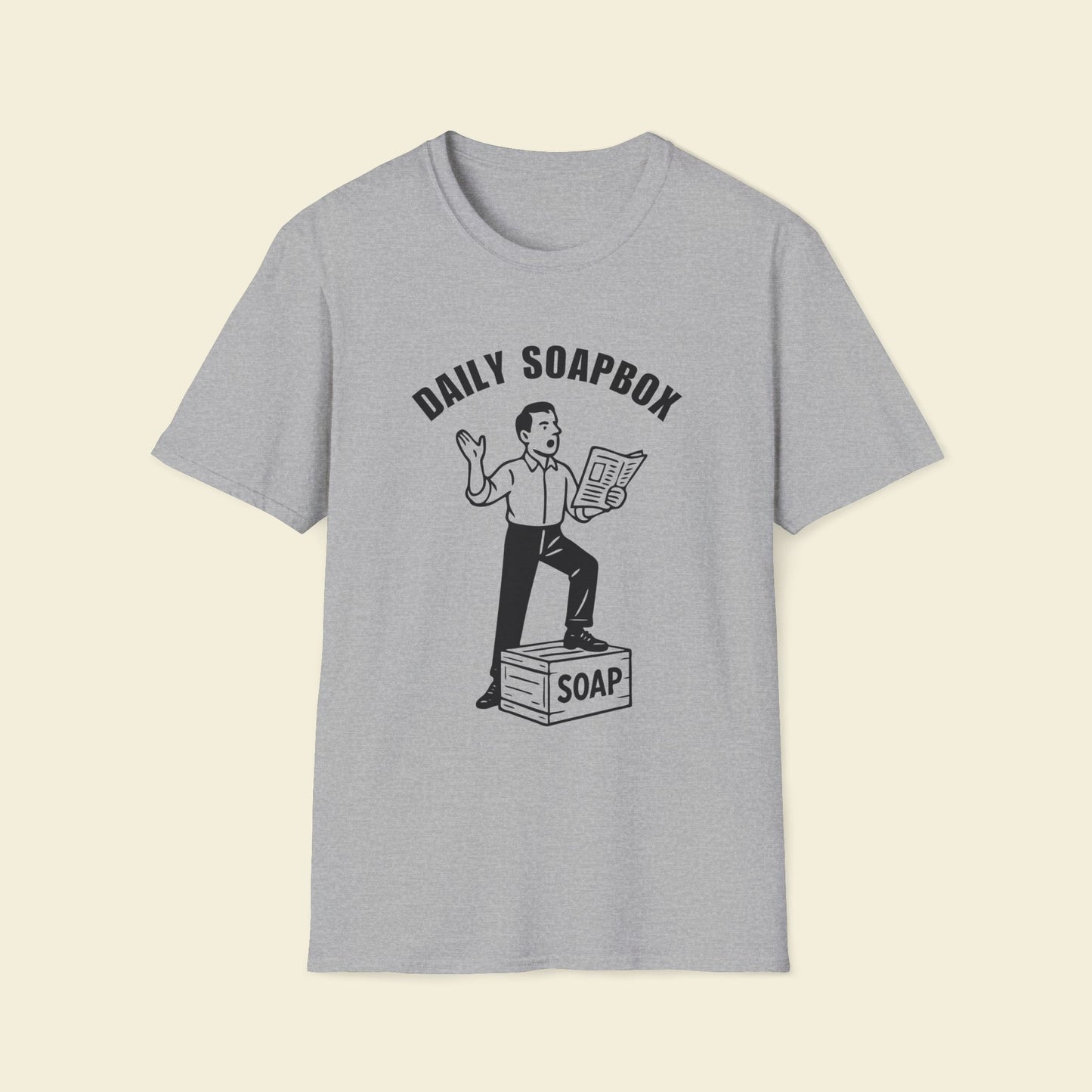 Daily Soapbox – Retro Satire Tee Sports Grey