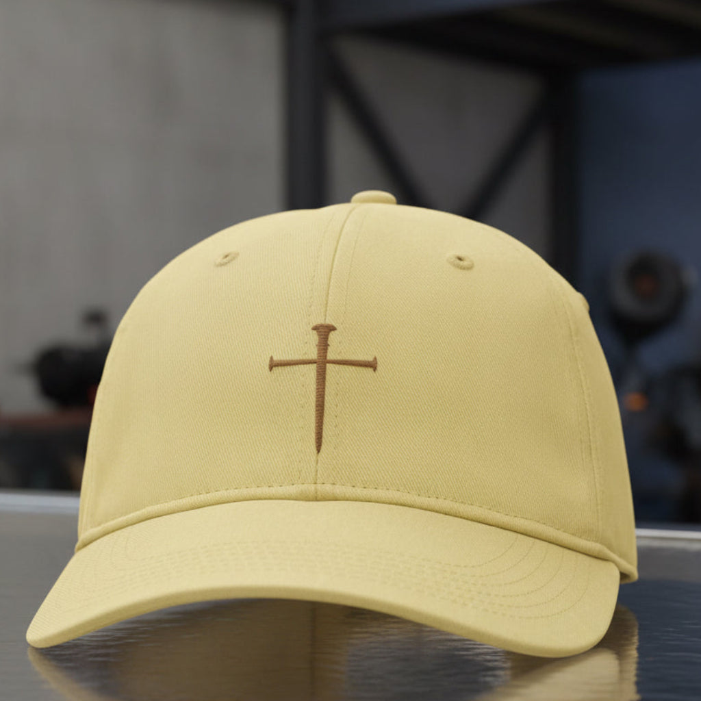 Three Nails Cross Embroidered Cotton Cap