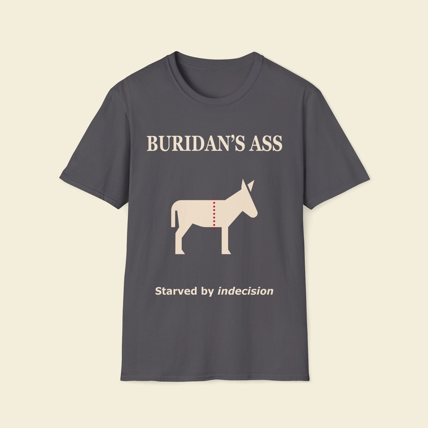 Buridan’s Ass – Minimalist Philosophy Tee Charcoal