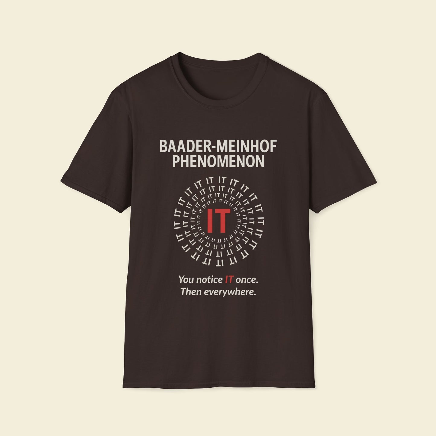 Baader–Meinhof Phenomenon – Minimalist Psychology Tee Chocolate