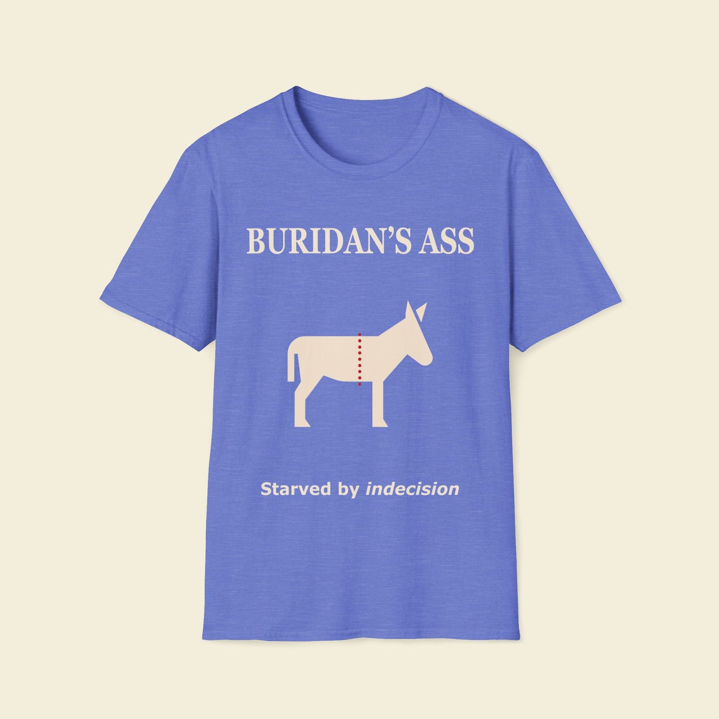 Buridan’s Ass – Minimalist Philosophy Tee Heather Royal