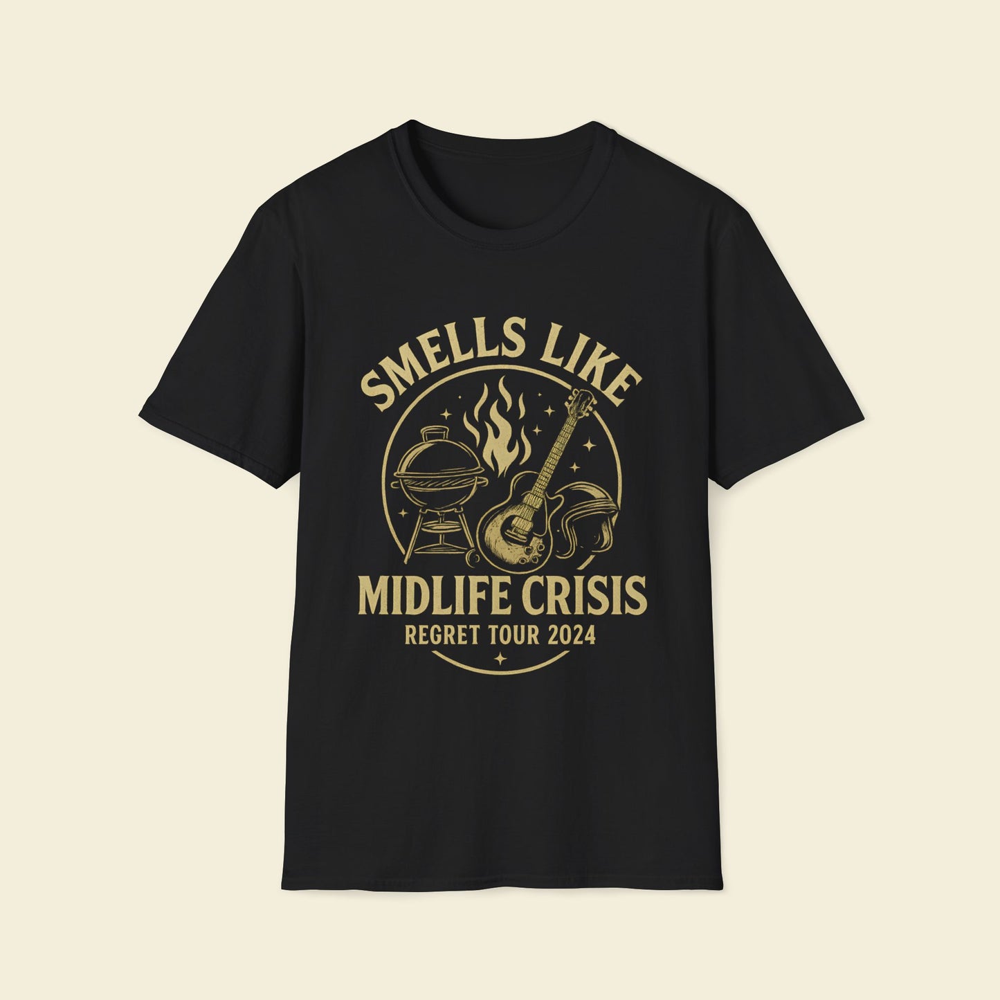 Smells Like Midlife Crisis Regret Tour 2024 Satire Tee Black