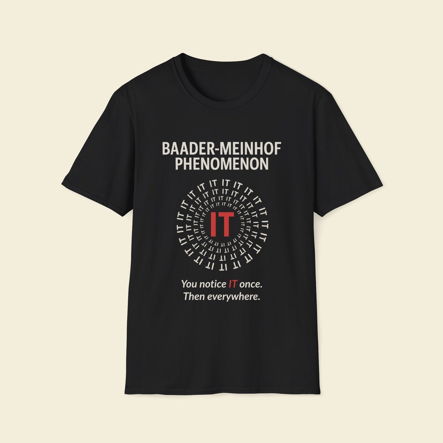 Baader–Meinhof Phenomenon – Minimalist Psychology Tee Black