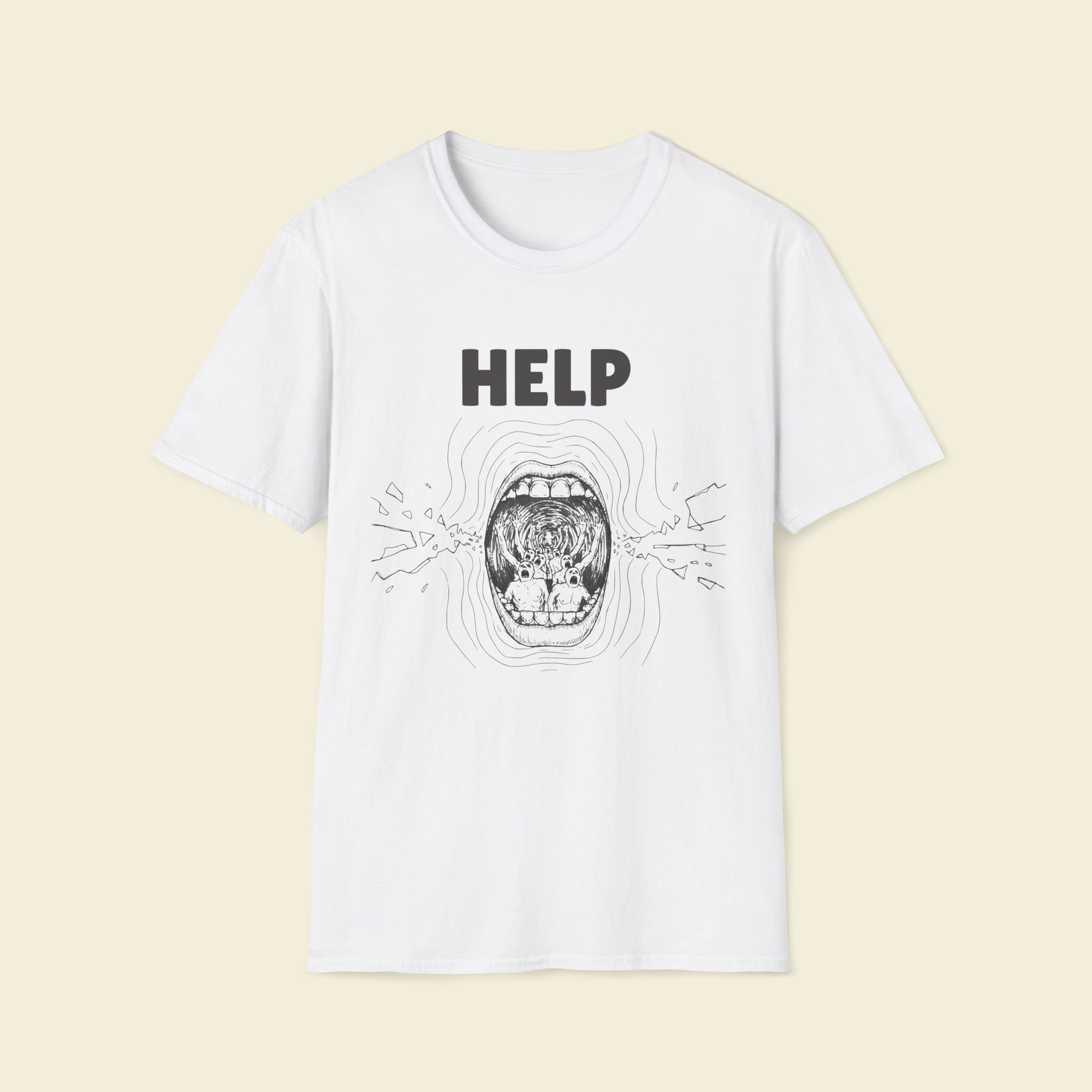 Help – Surreal Retro Illustration Tee White
