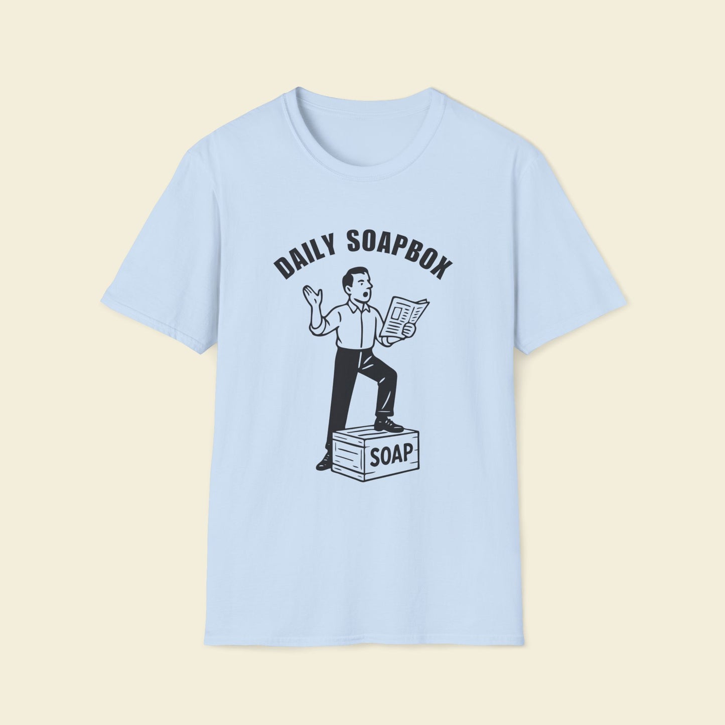 Daily Soapbox – Retro Satire Tee Light Blue