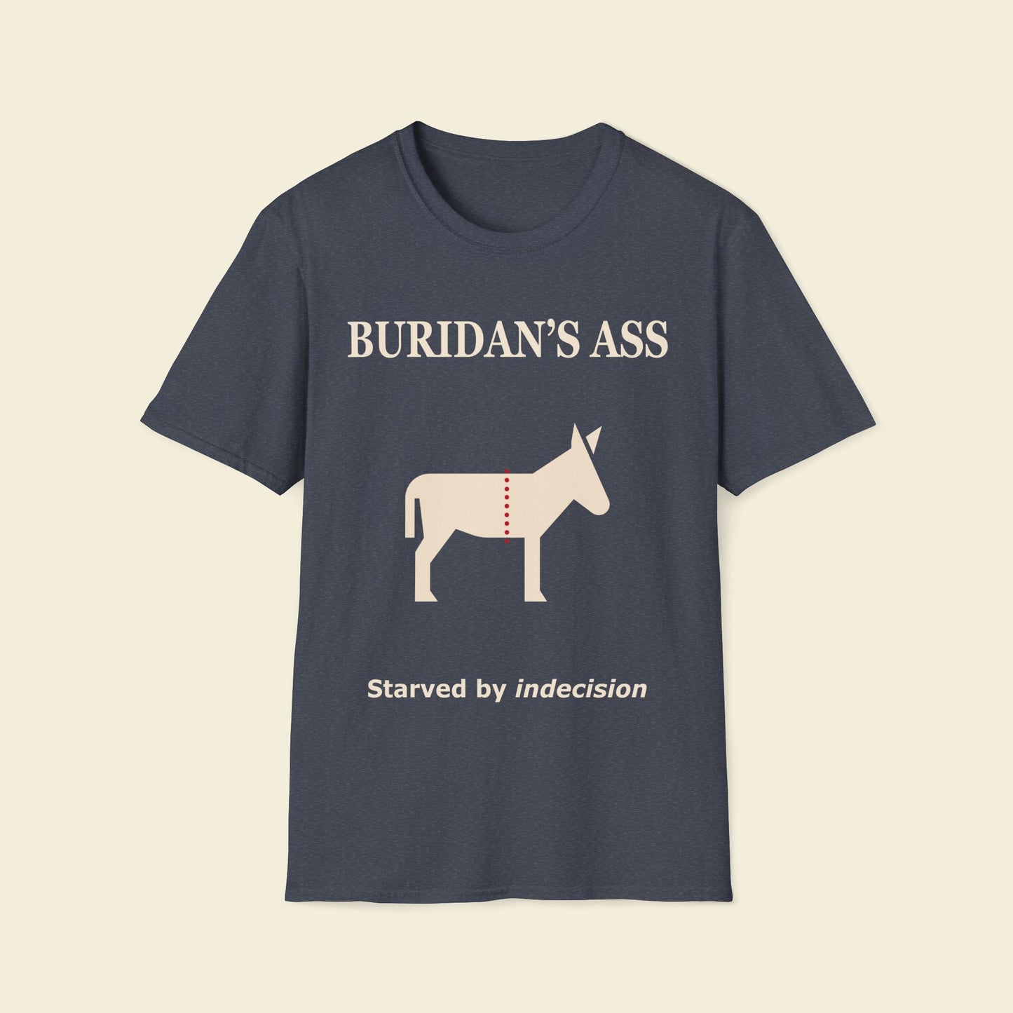 Buridan’s Ass – Minimalist Philosophy Tee Heather Navy