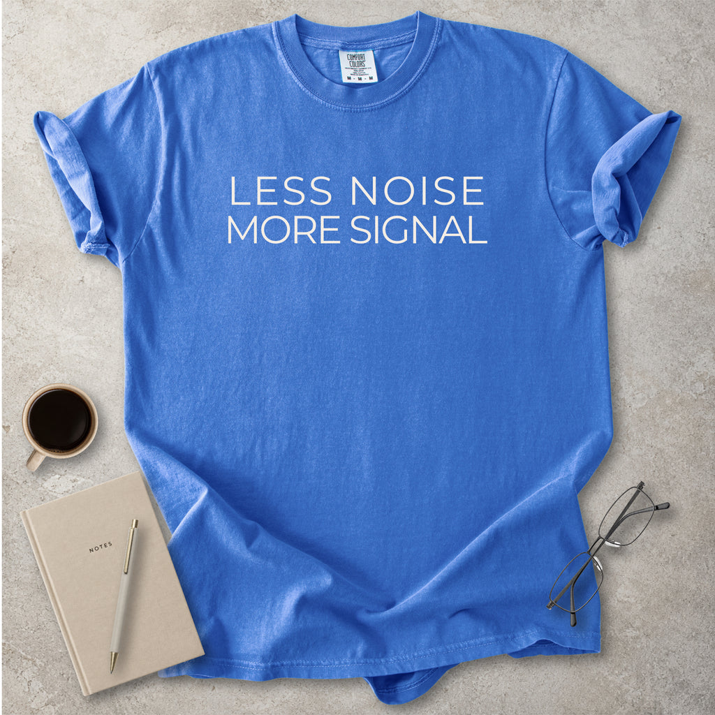 Flo Blue Comfort Colors graphic T-shirt with black text reading wyd omw brb nvm typical, styled with black boots and a black bandana