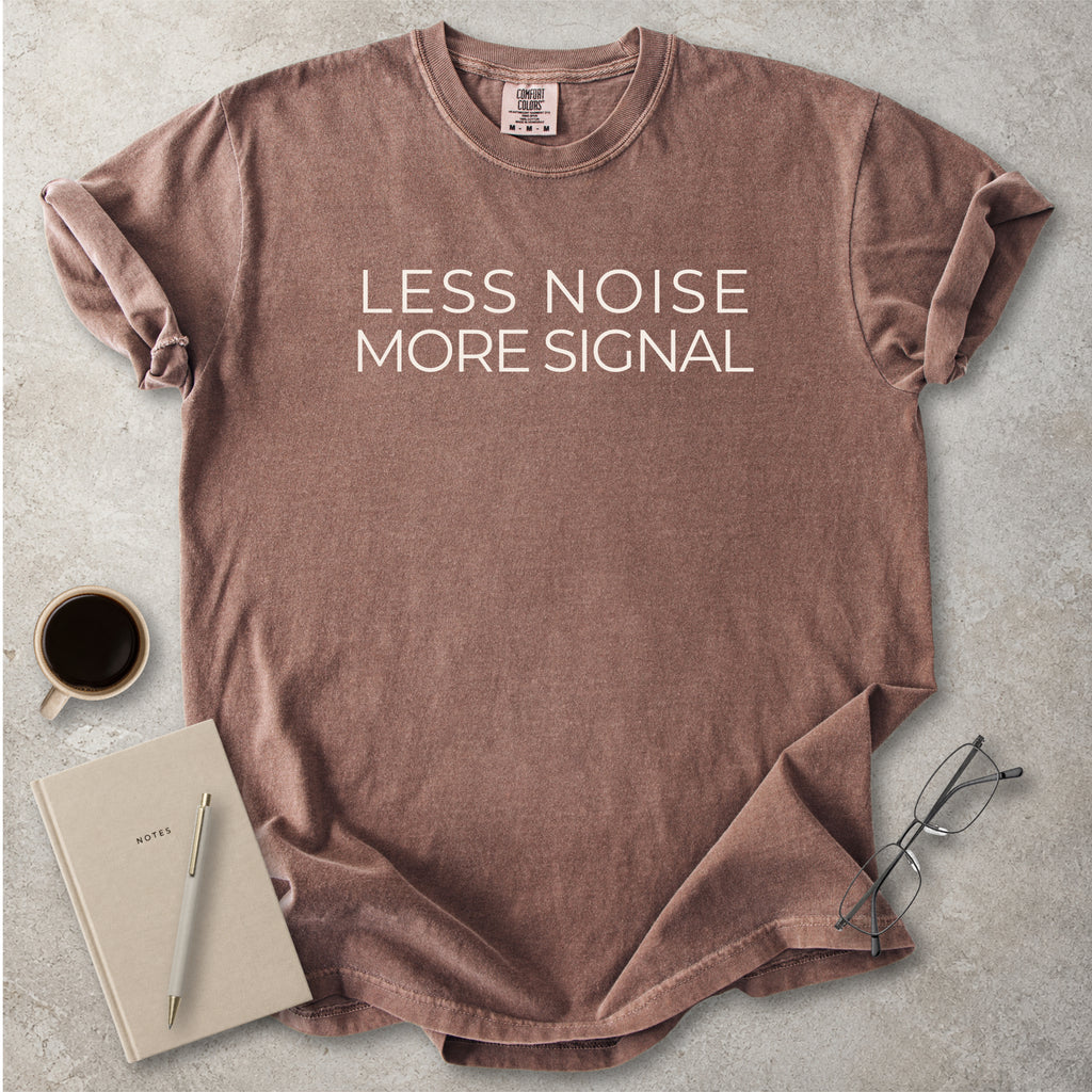 Espresso brown Comfort Colors graphic T-shirt with black text reading wyd omw brb nvm typical, styled with black boots and a black bandana