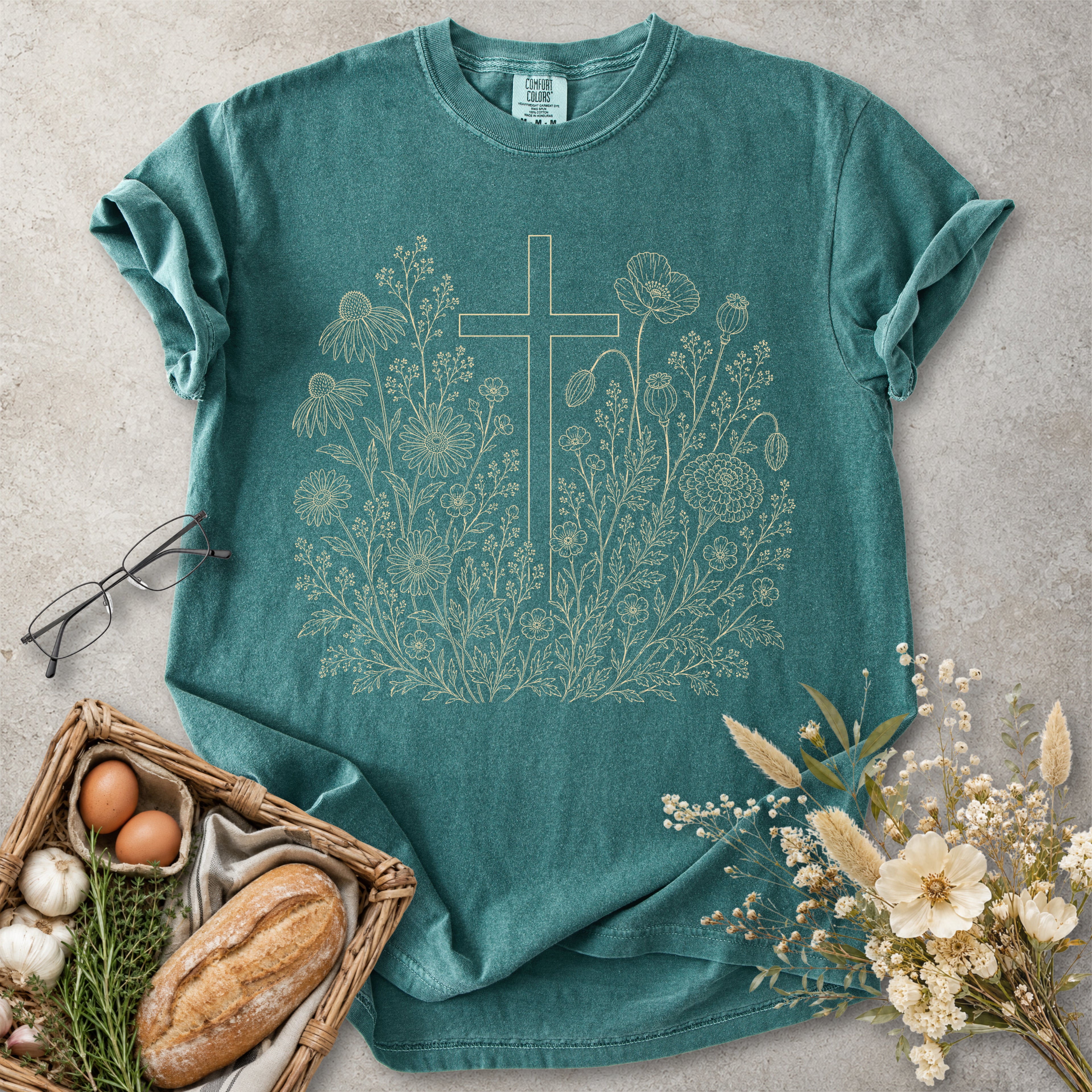 Wildflower Cross Christian T-Shirt