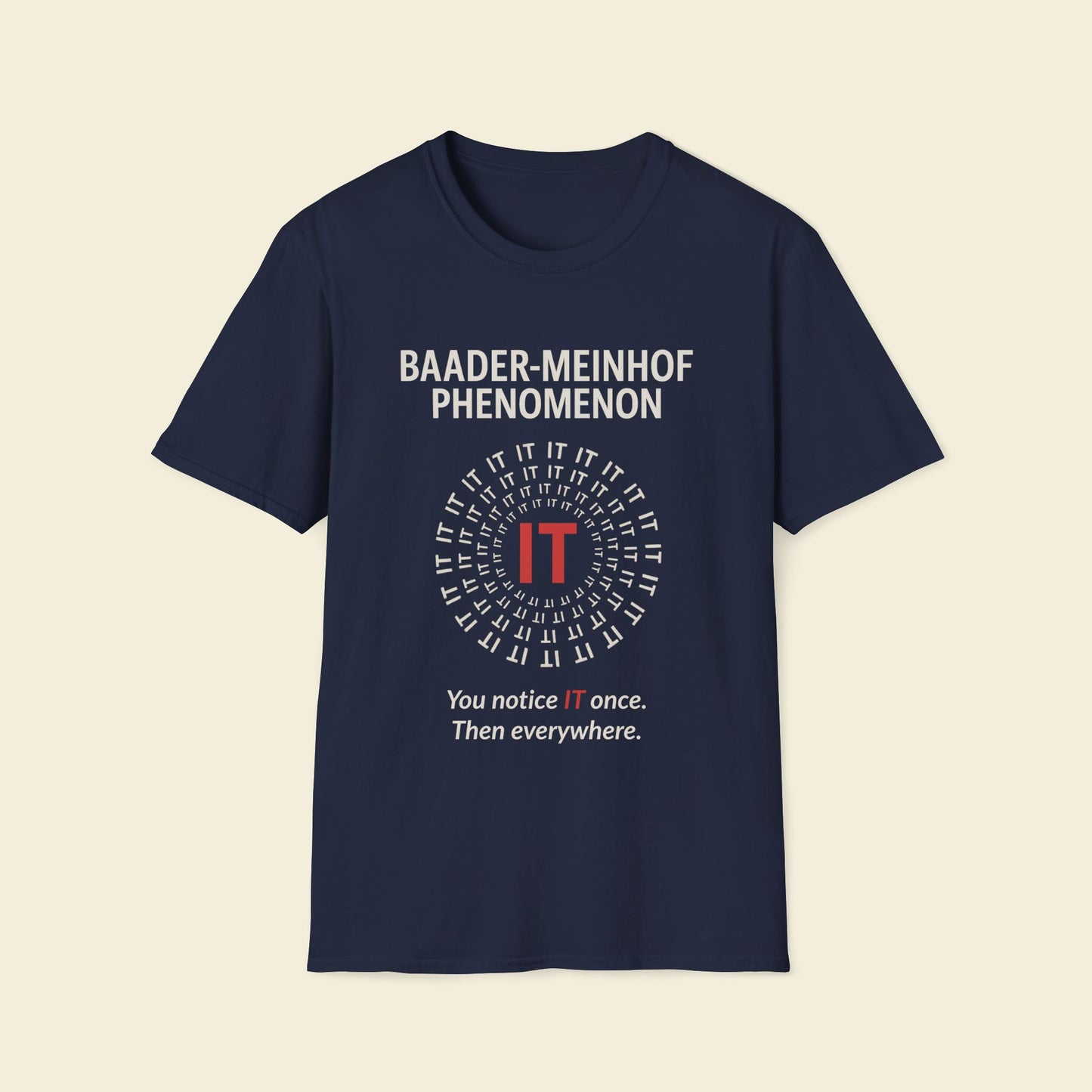 Baader–Meinhof Phenomenon – Minimalist Psychology Tee Navy