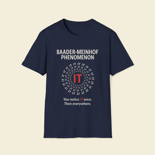 Baader–Meinhof Phenomenon – Minimalist Psychology Tee Navy