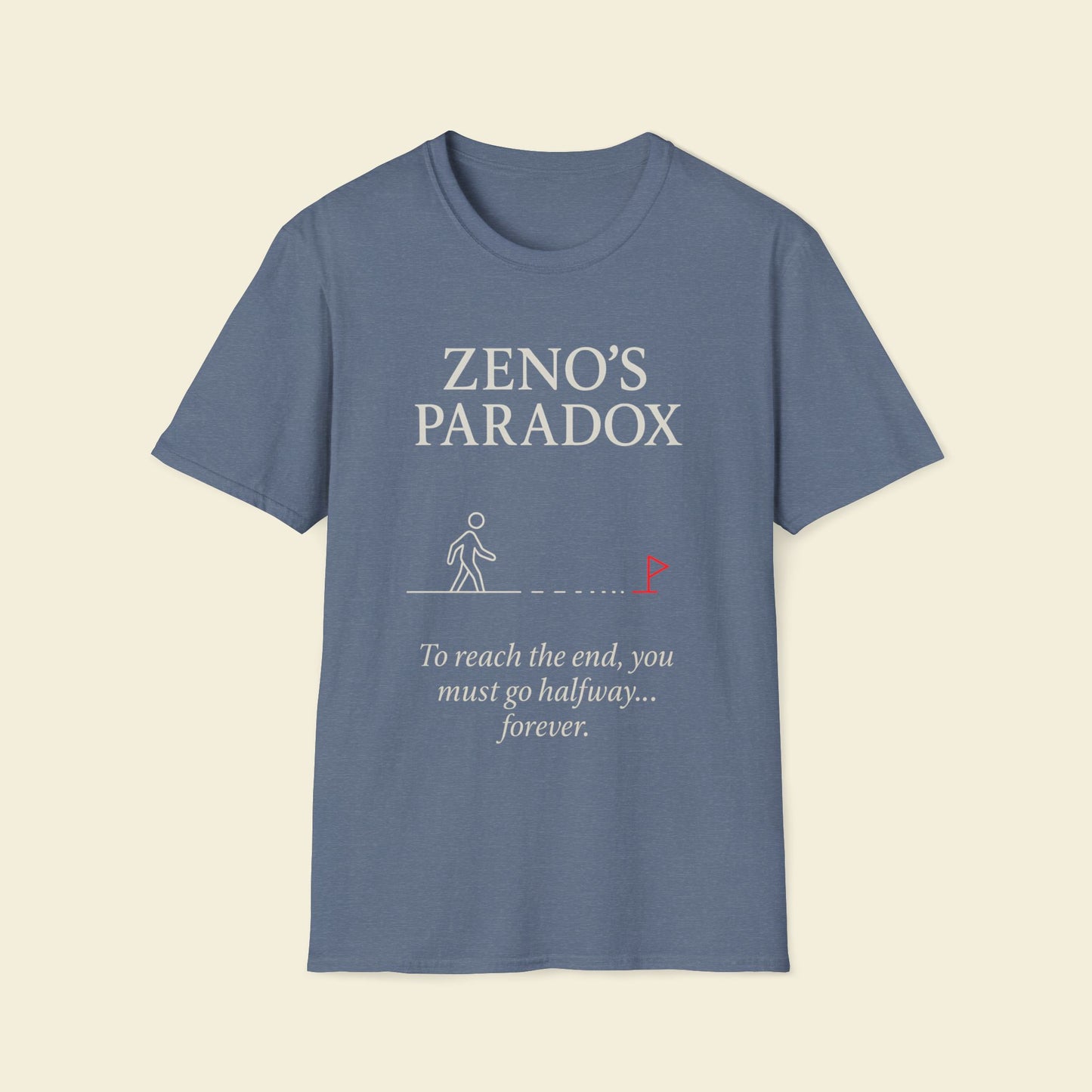 Zeno’s Paradox – Minimalist Philosophy Tee Heather Indigo
