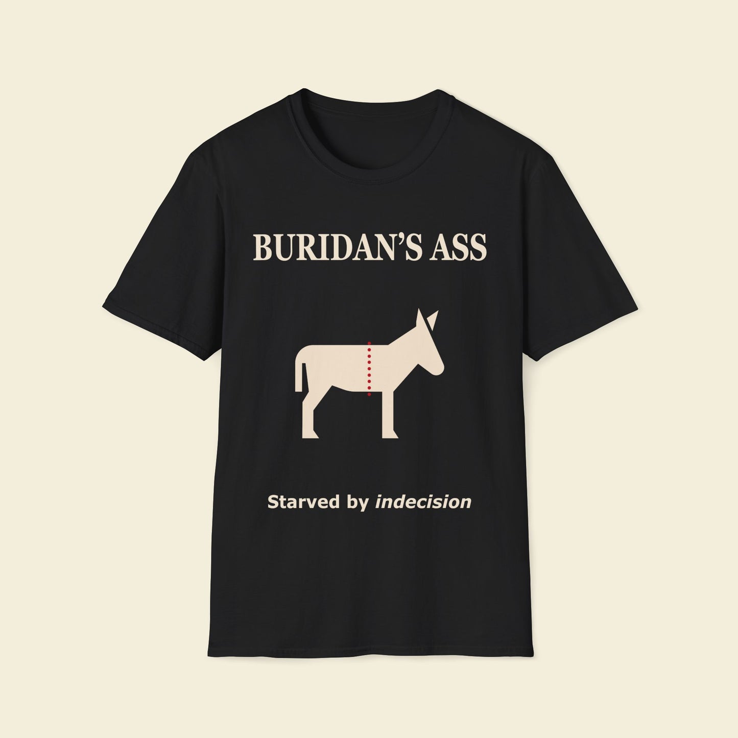 Buridan’s Ass – Minimalist Philosophy Tee Black