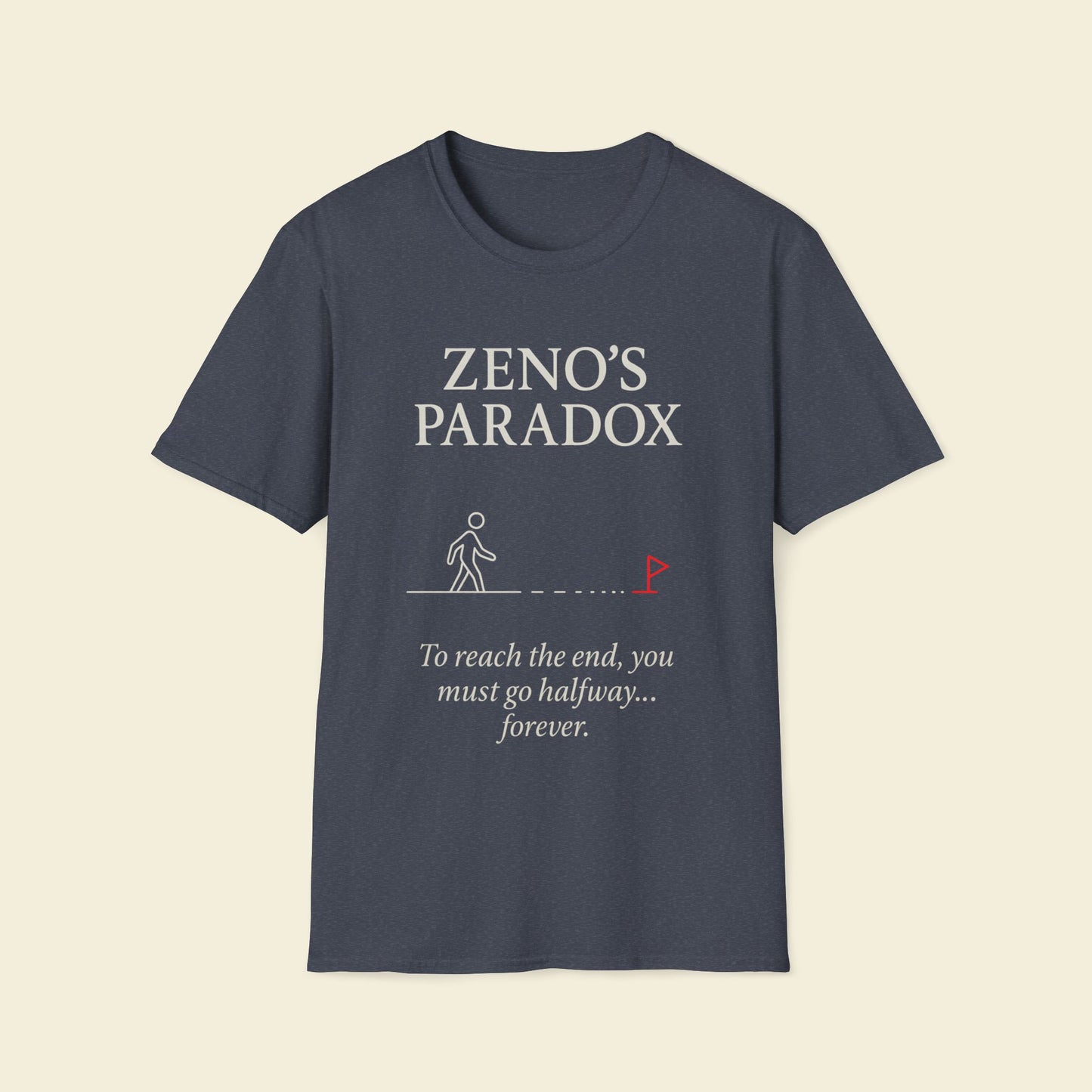 Zeno’s Paradox – Minimalist Philosophy Tee Heather Navy