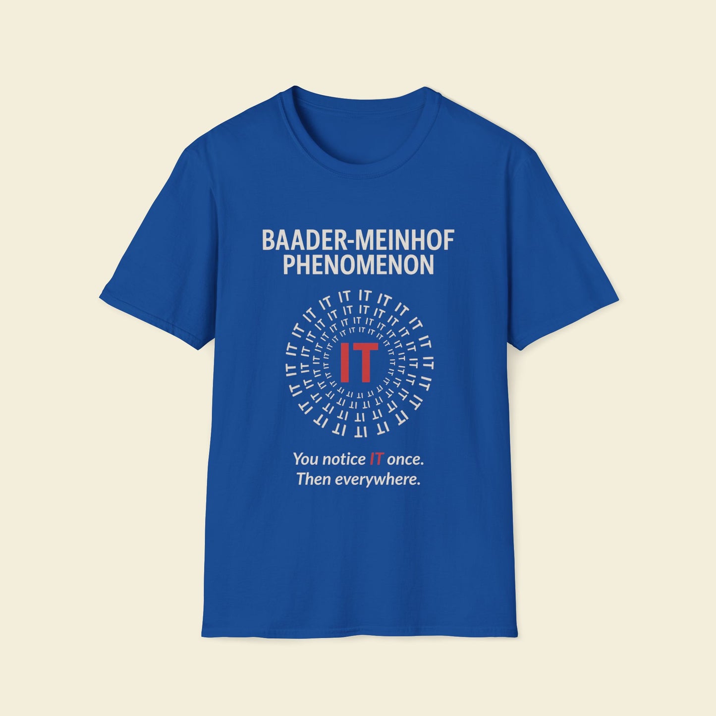 Baader–Meinhof Phenomenon – Minimalist Psychology Tee Royal