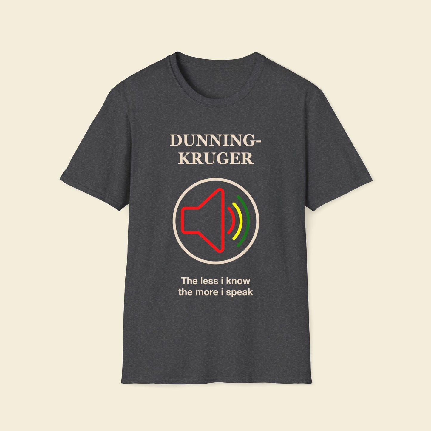 Dunning–Kruger – Minimalist Psychology Tee Dark Heather