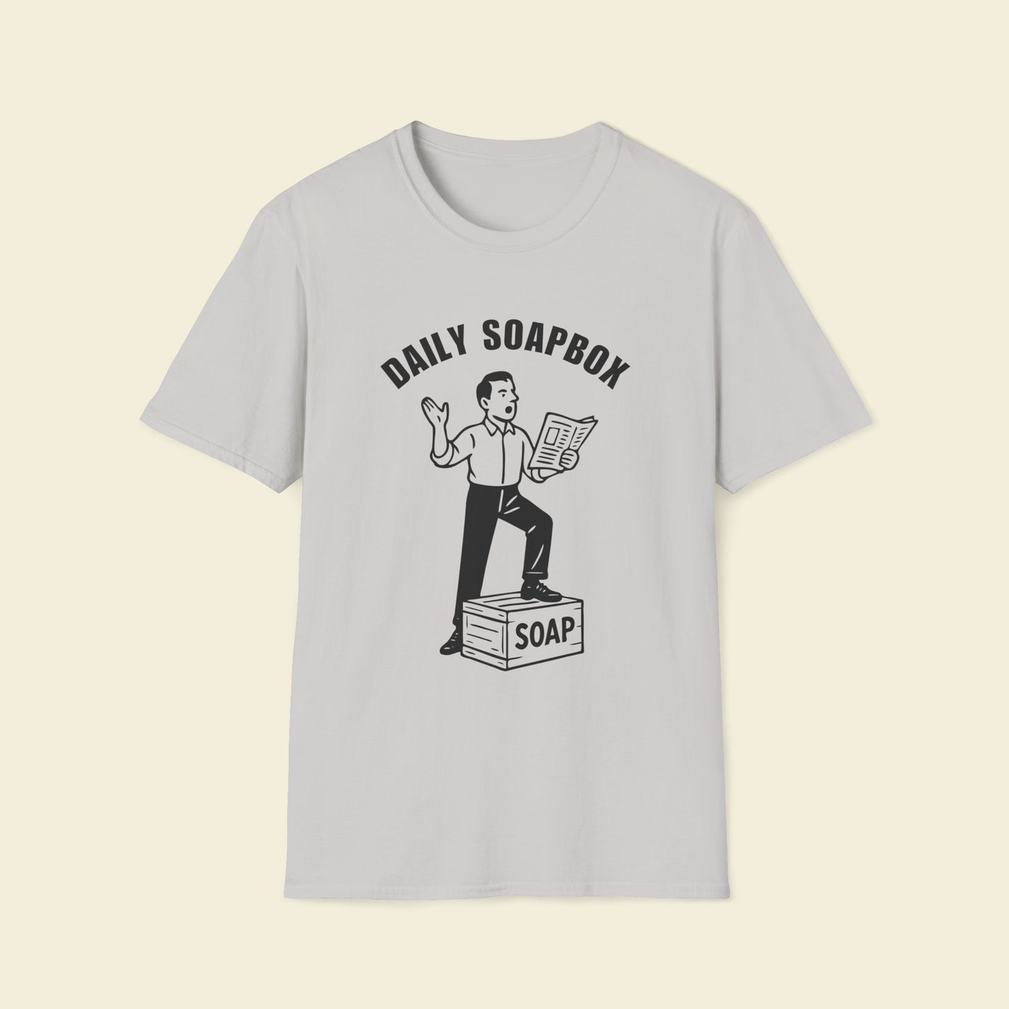 Daily Soapbox – Retro Satire Tee Ice Grey