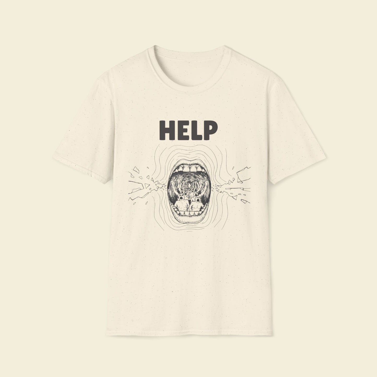 Help – Surreal Retro Illustration Tee Natural