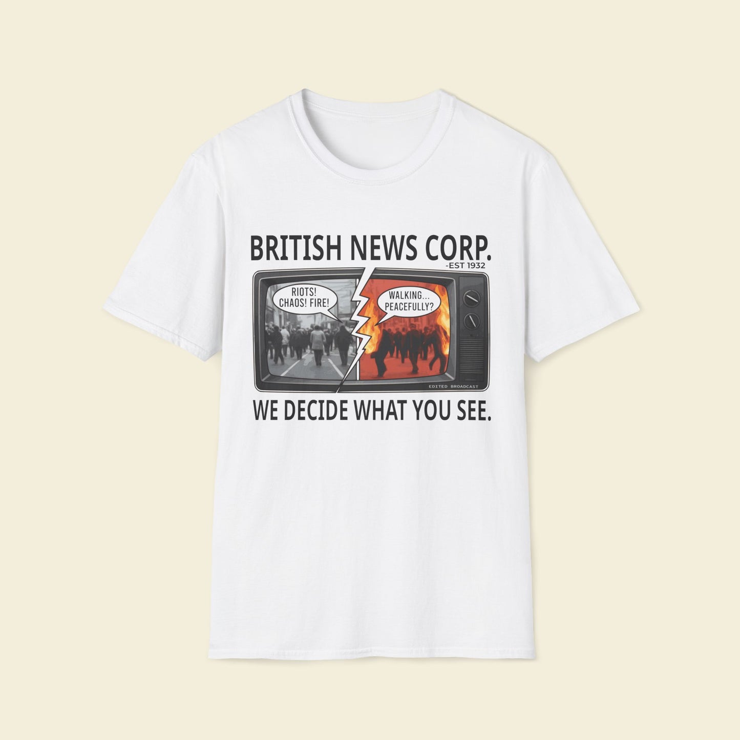 British News Corp. – Media Satire Tee White