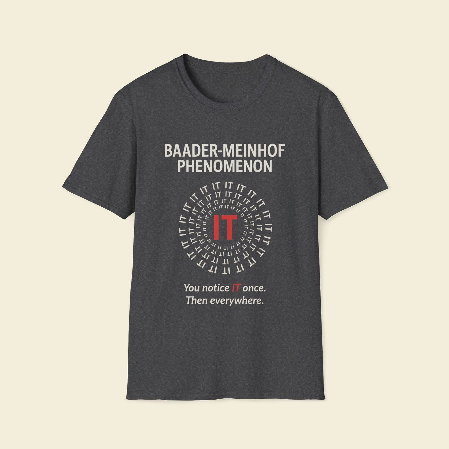 Baader–Meinhof Phenomenon – Minimalist Psychology Tee Dark Heather