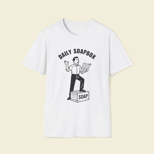 Daily Soapbox – Retro Satire Tee White
