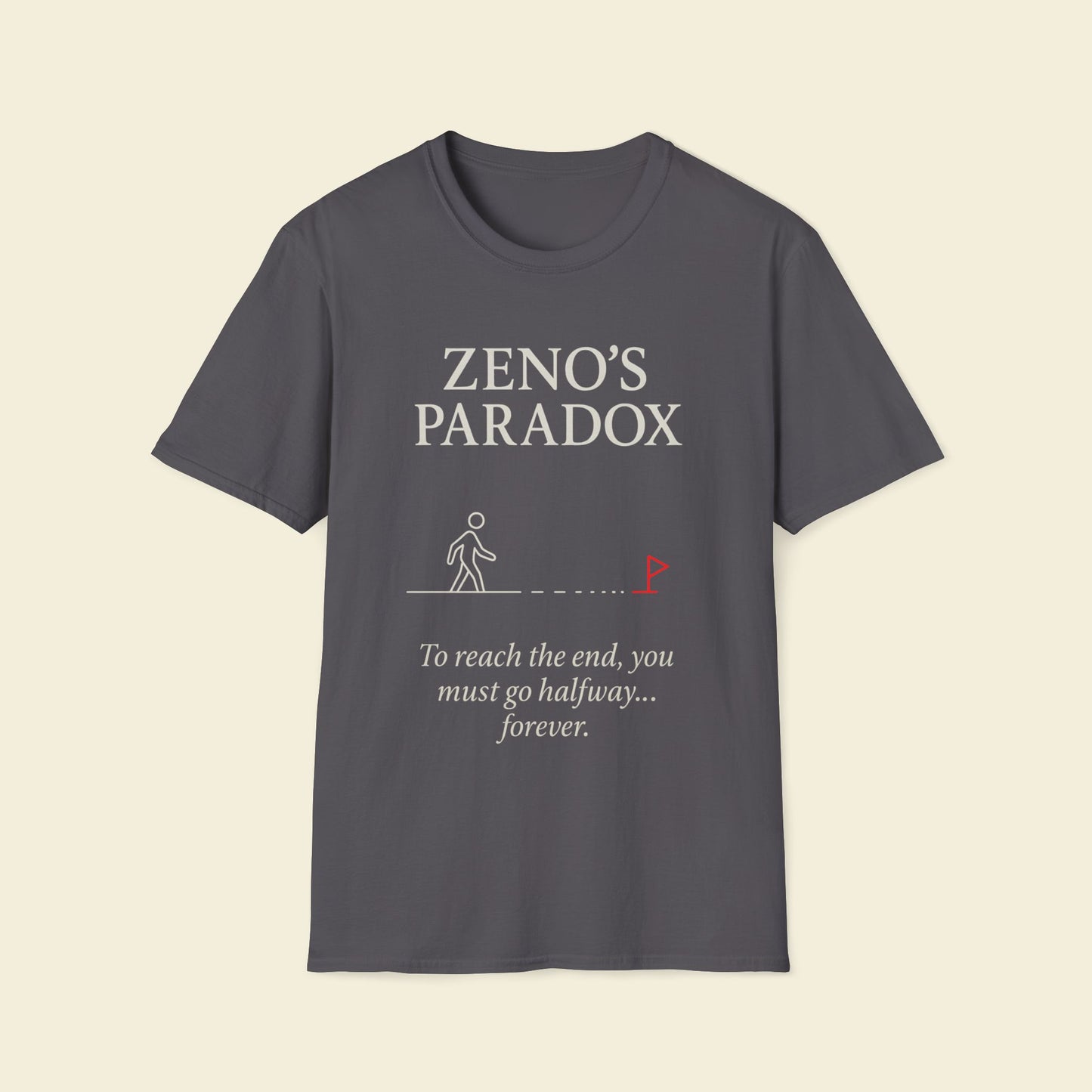 Zeno’s Paradox – Minimalist Philosophy Tee Charcoal