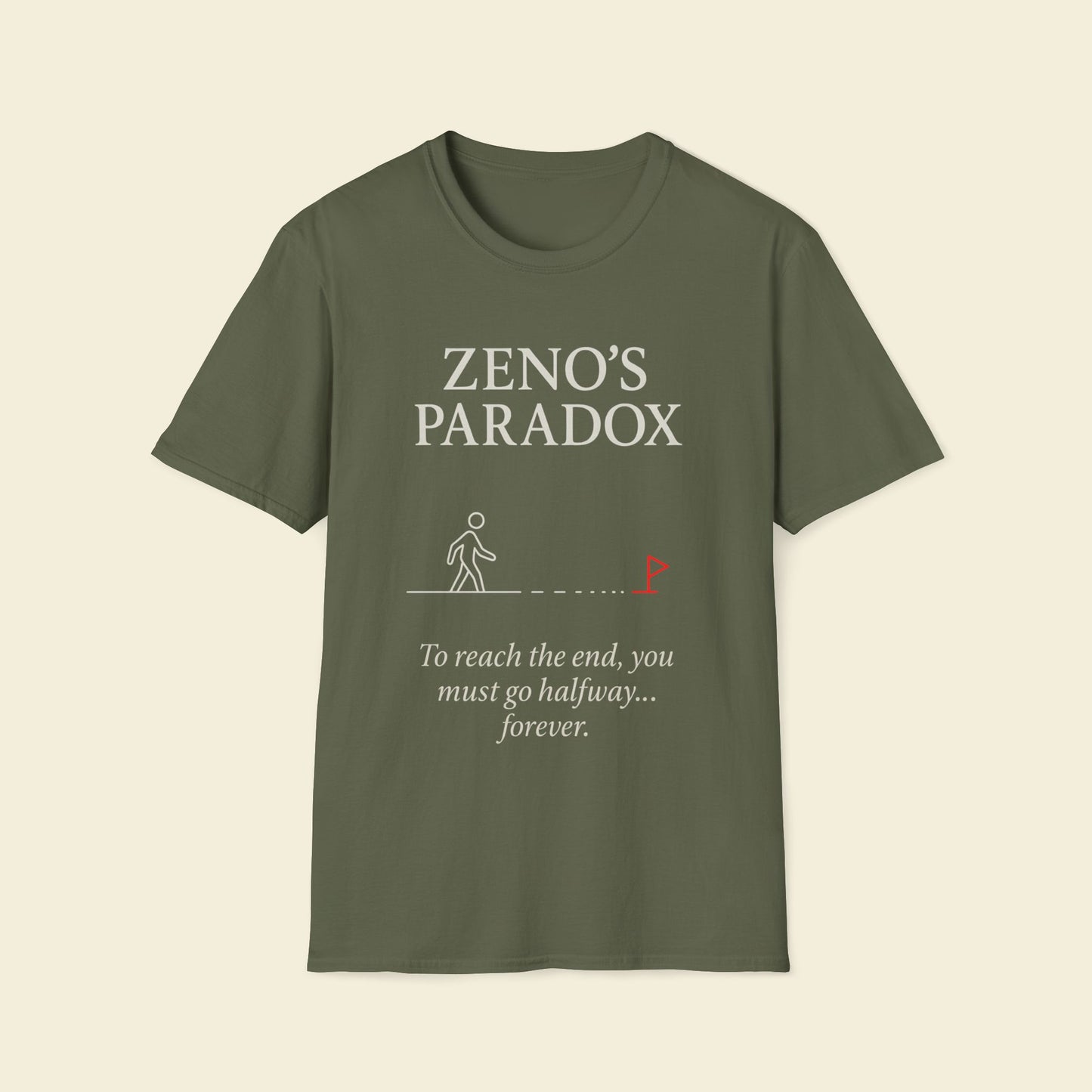 Zeno’s Paradox – Minimalist Philosophy Tee Military Green
