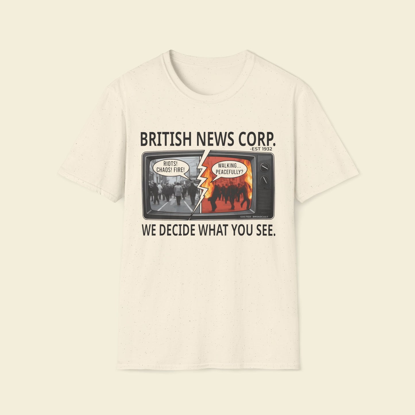 British News Corp. – Media Satire Tee Natural