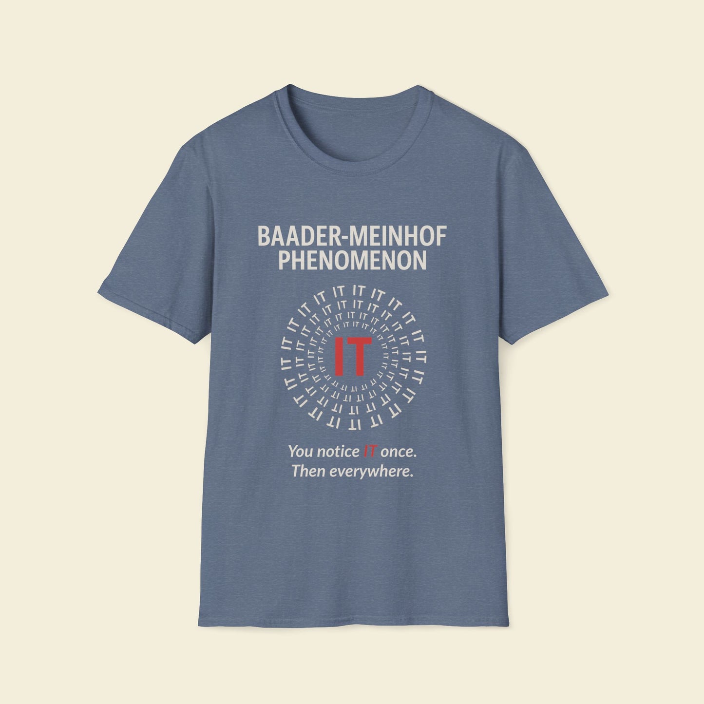 Baader–Meinhof Phenomenon – Minimalist Psychology Tee Heather Indigo