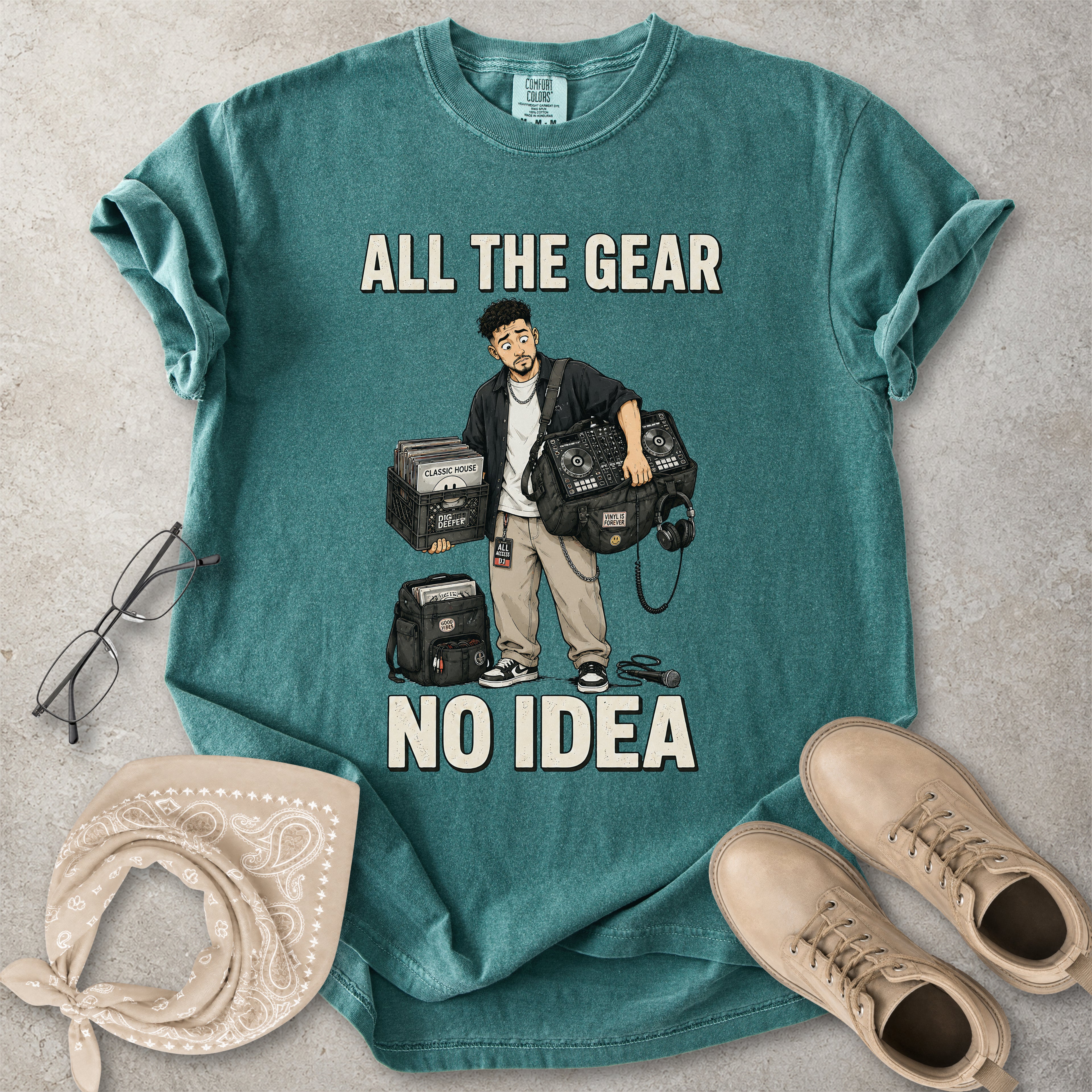 All the Gear No Idea Music DJ T-Shirt