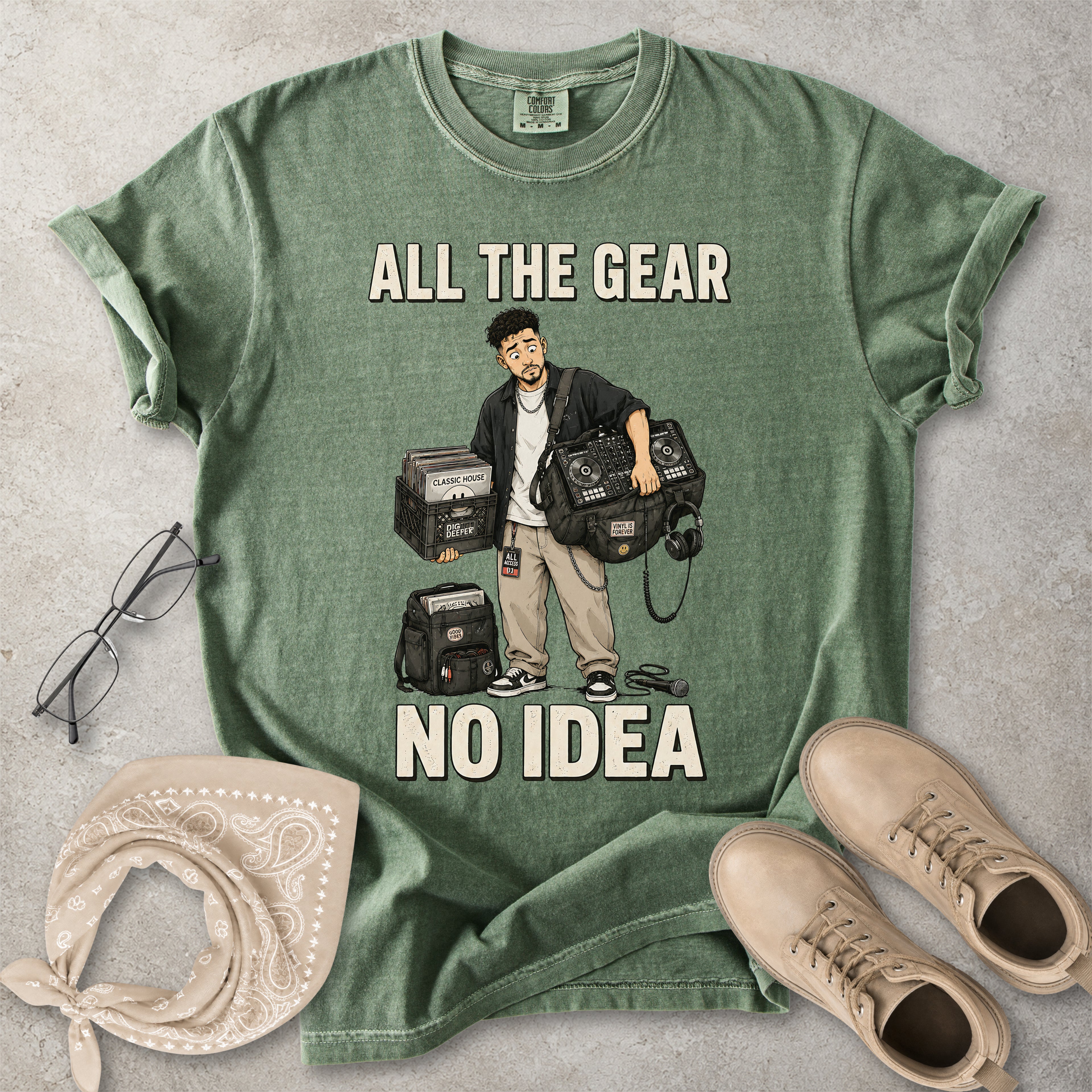 All the Gear No Idea Music DJ T-Shirt