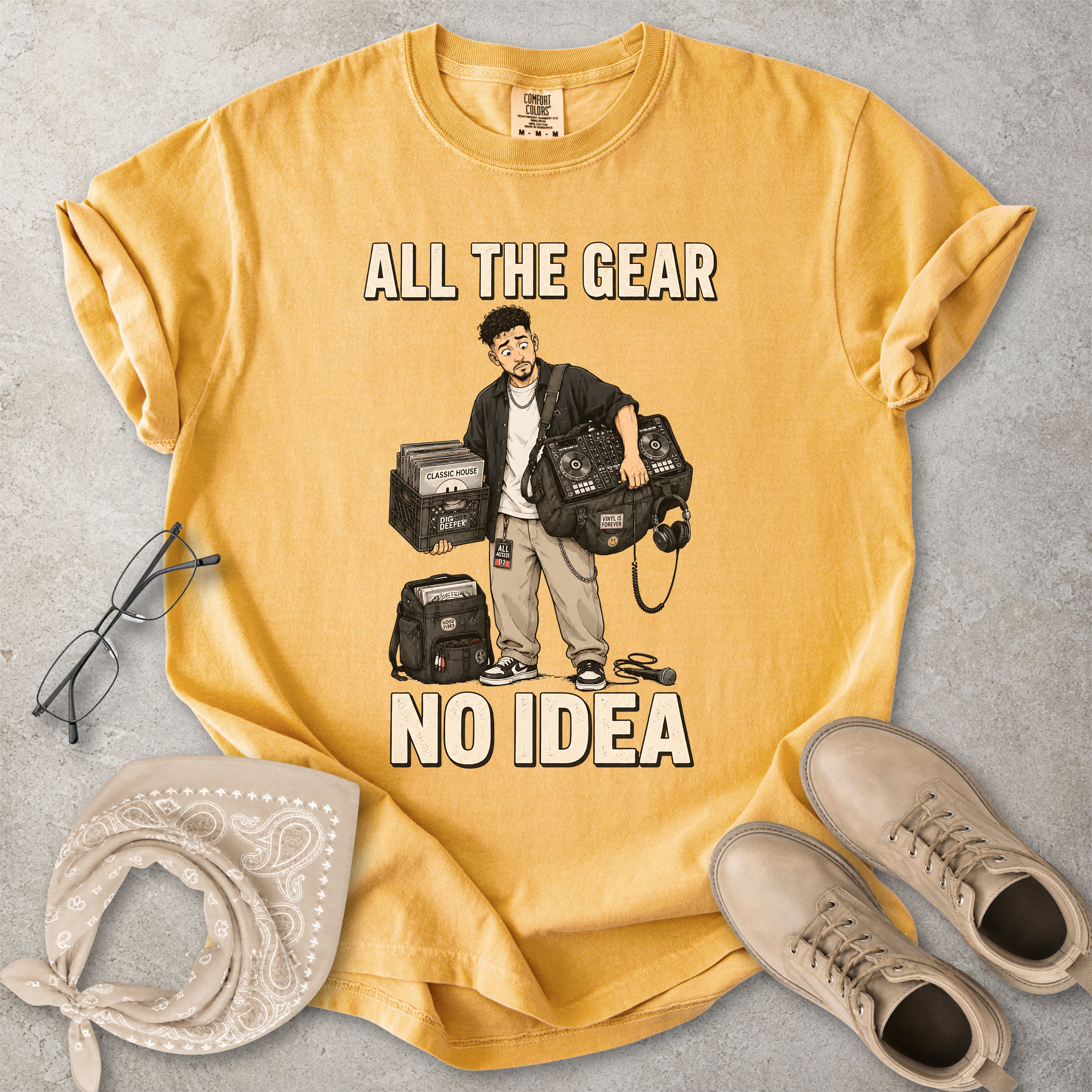 All the Gear No Idea Music DJ T-Shirt