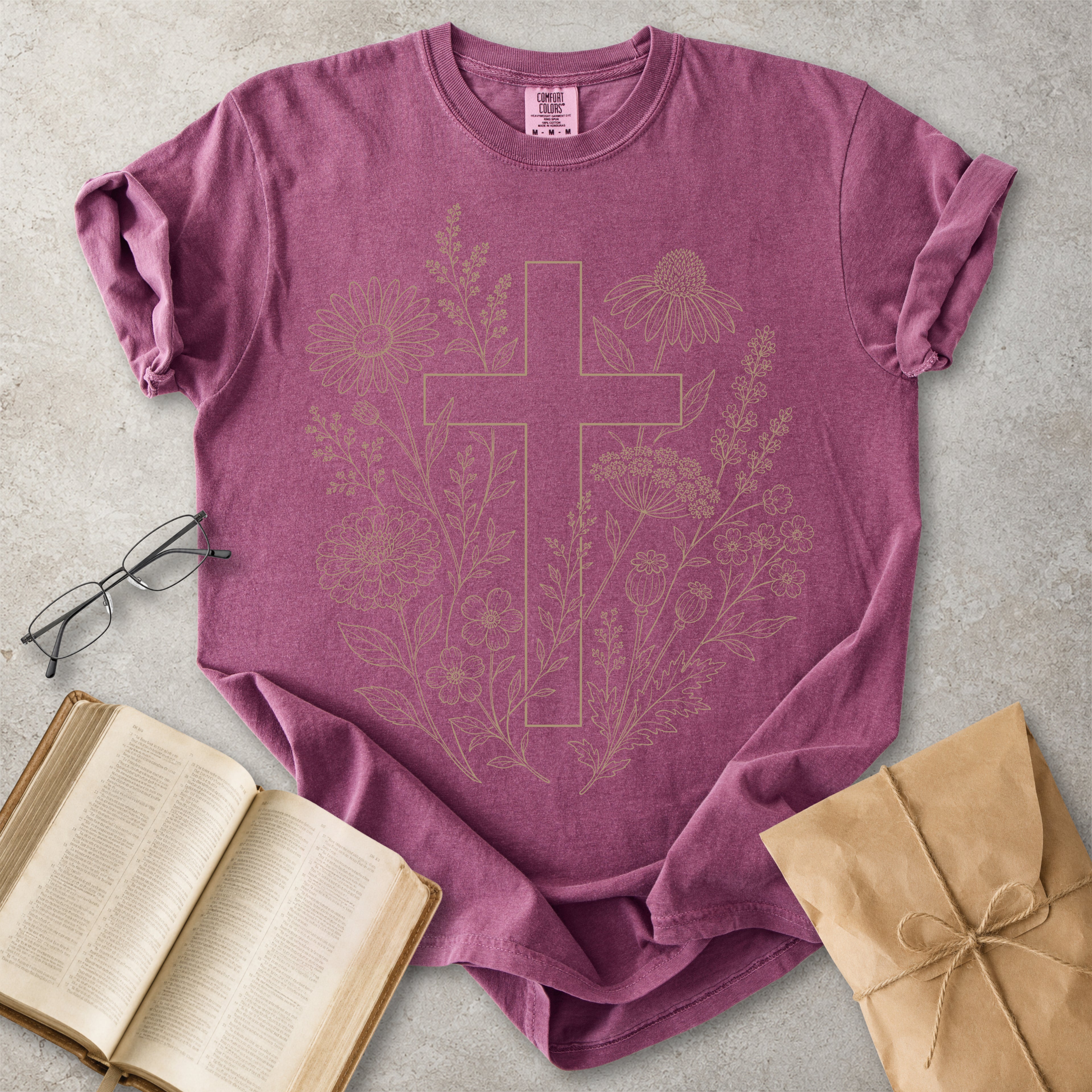 Botanical Cross Christian Faith T-Shirt