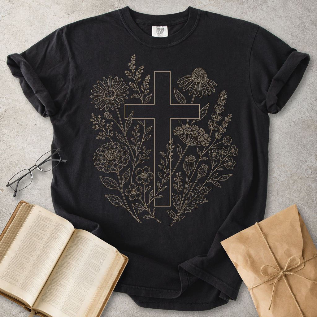 Botanical Cross Christian Faith T-Shirt