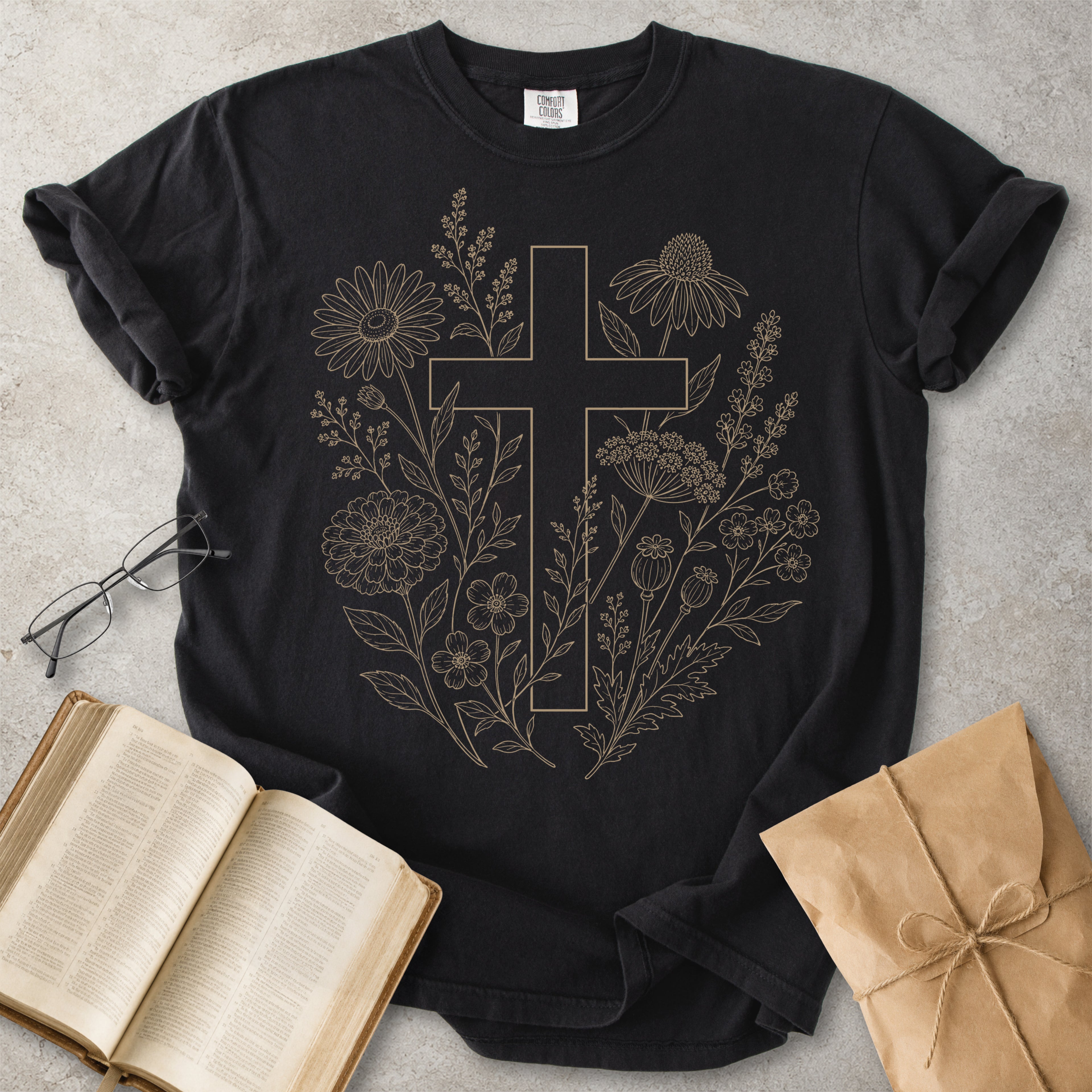 Botanical Cross Christian Faith T-Shirt
