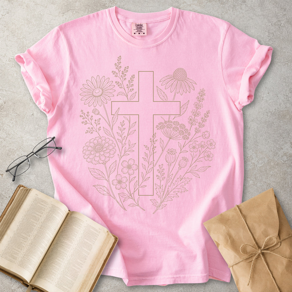 Botanical Cross Christian Faith T-Shirt