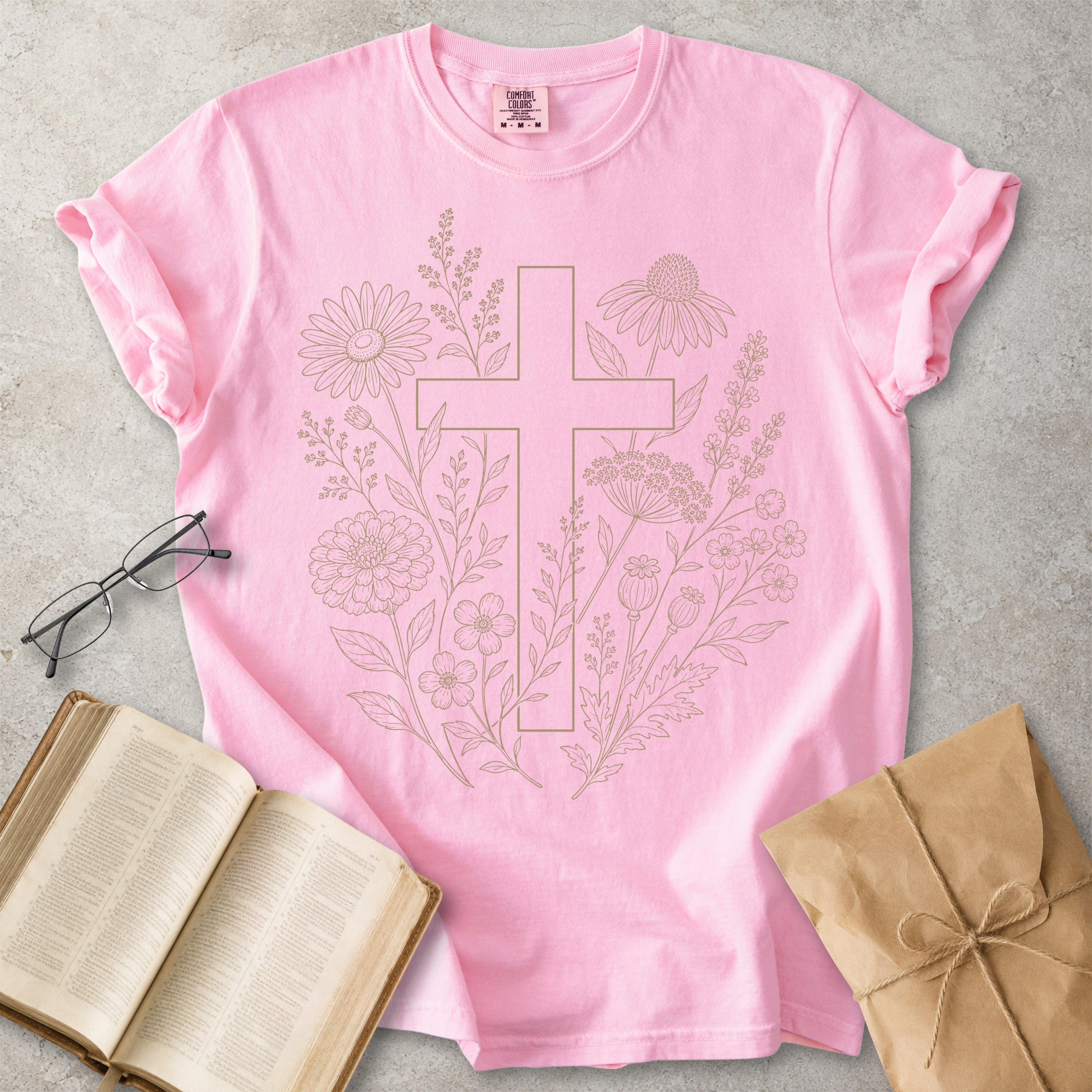 Botanical Cross Christian Faith T-Shirt
