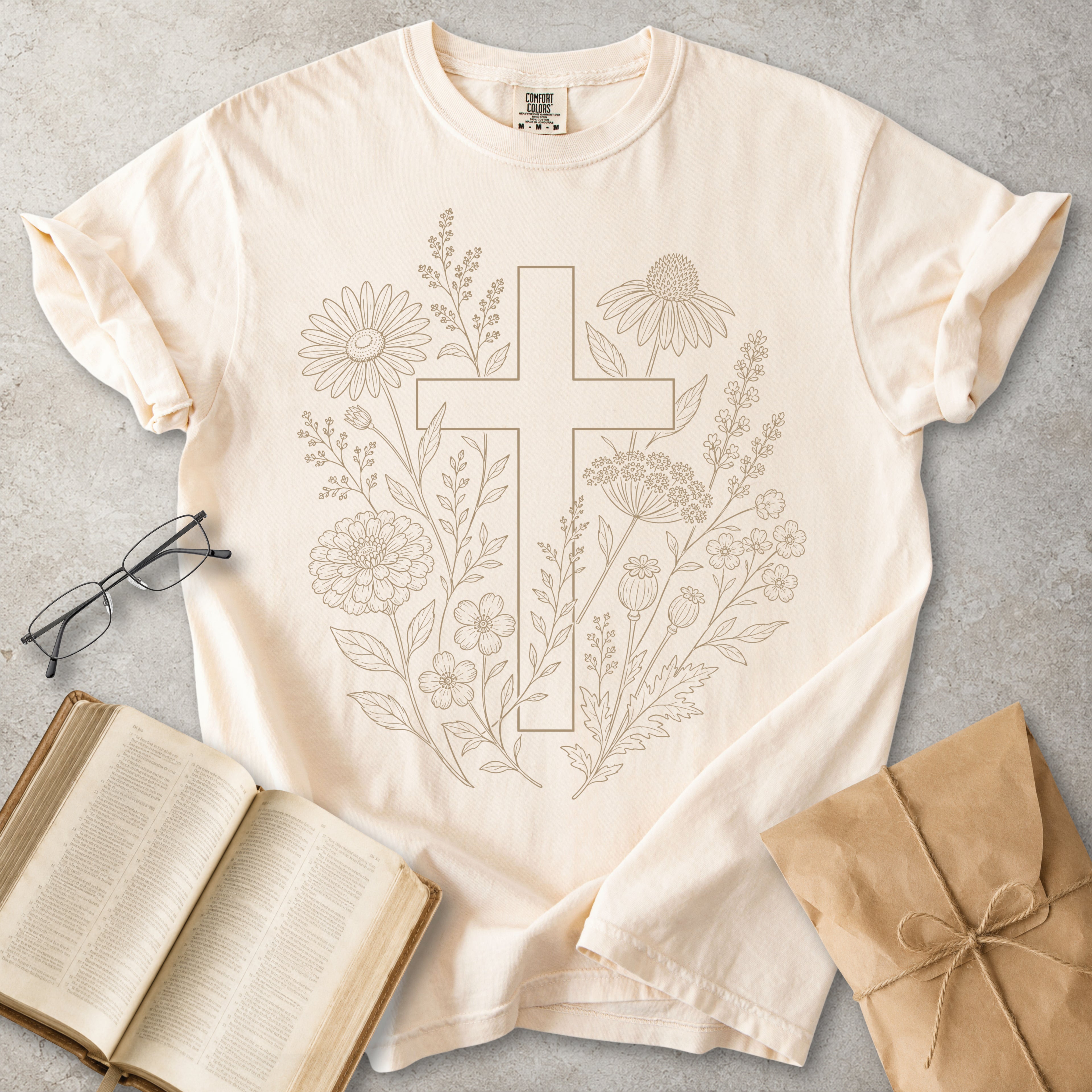 Botanical Cross Christian Faith T-Shirt