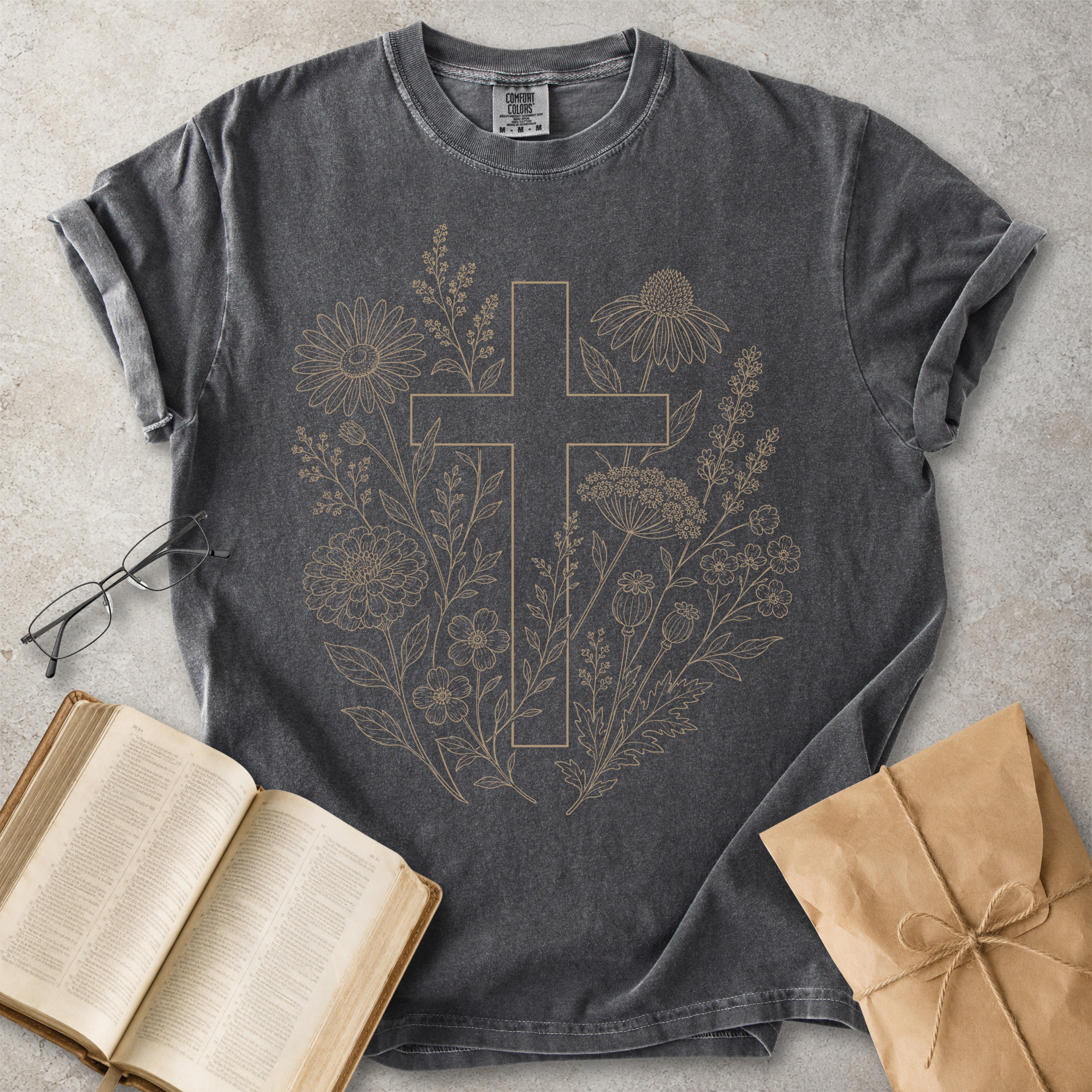 Botanical Cross Christian Faith T-Shirt