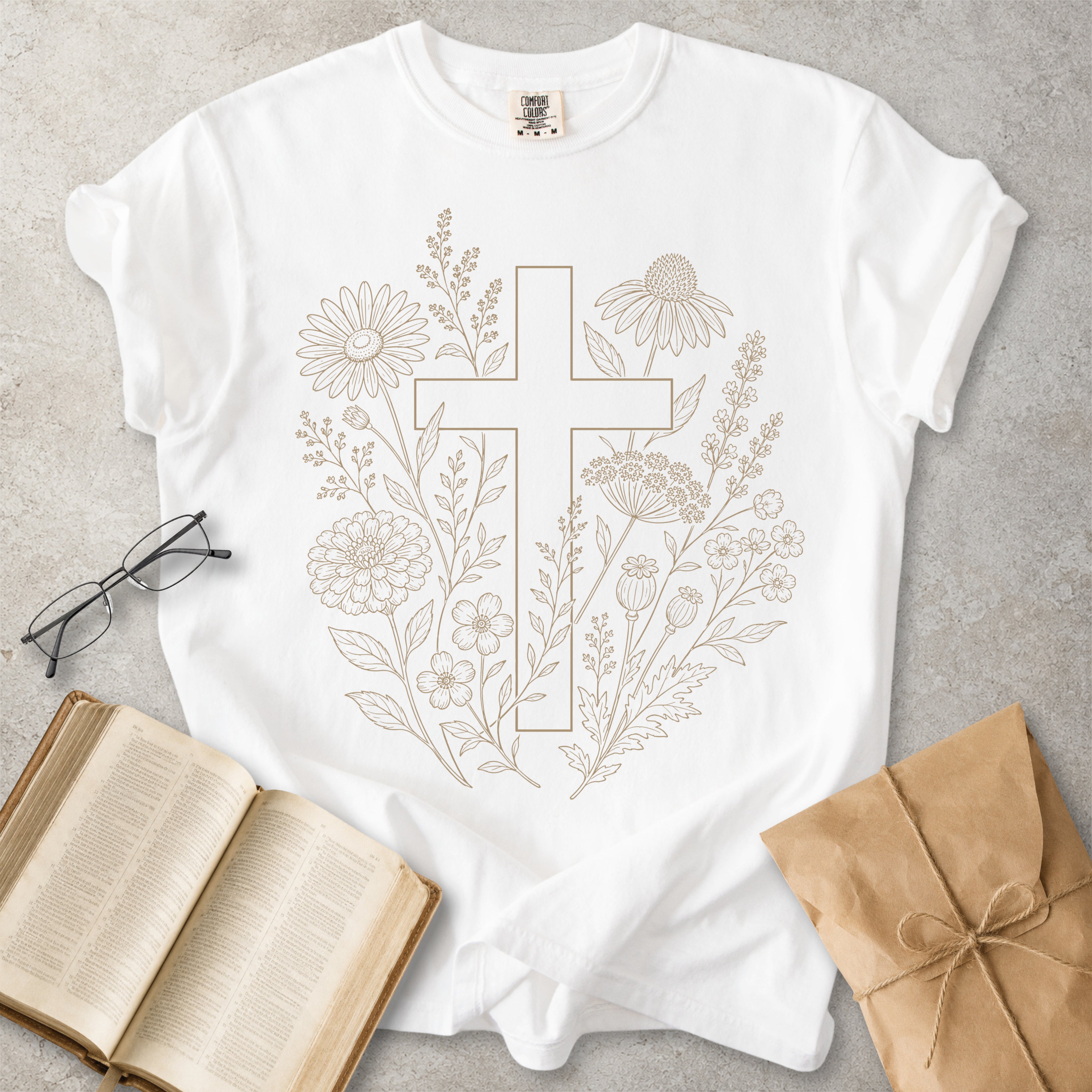 Botanical Cross Christian Faith T-Shirt
