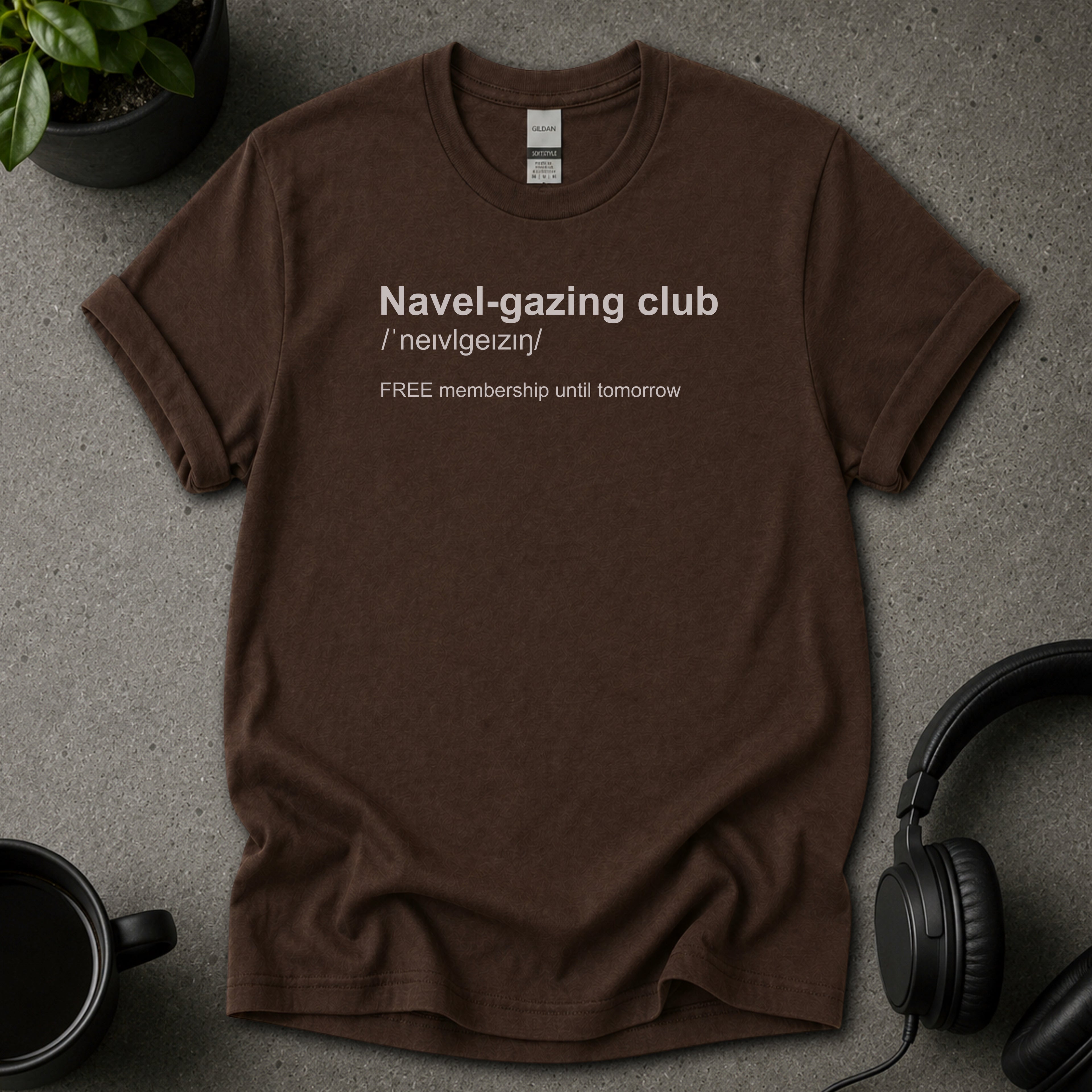 Navel-Gazing Club Funny Text T-Shirt