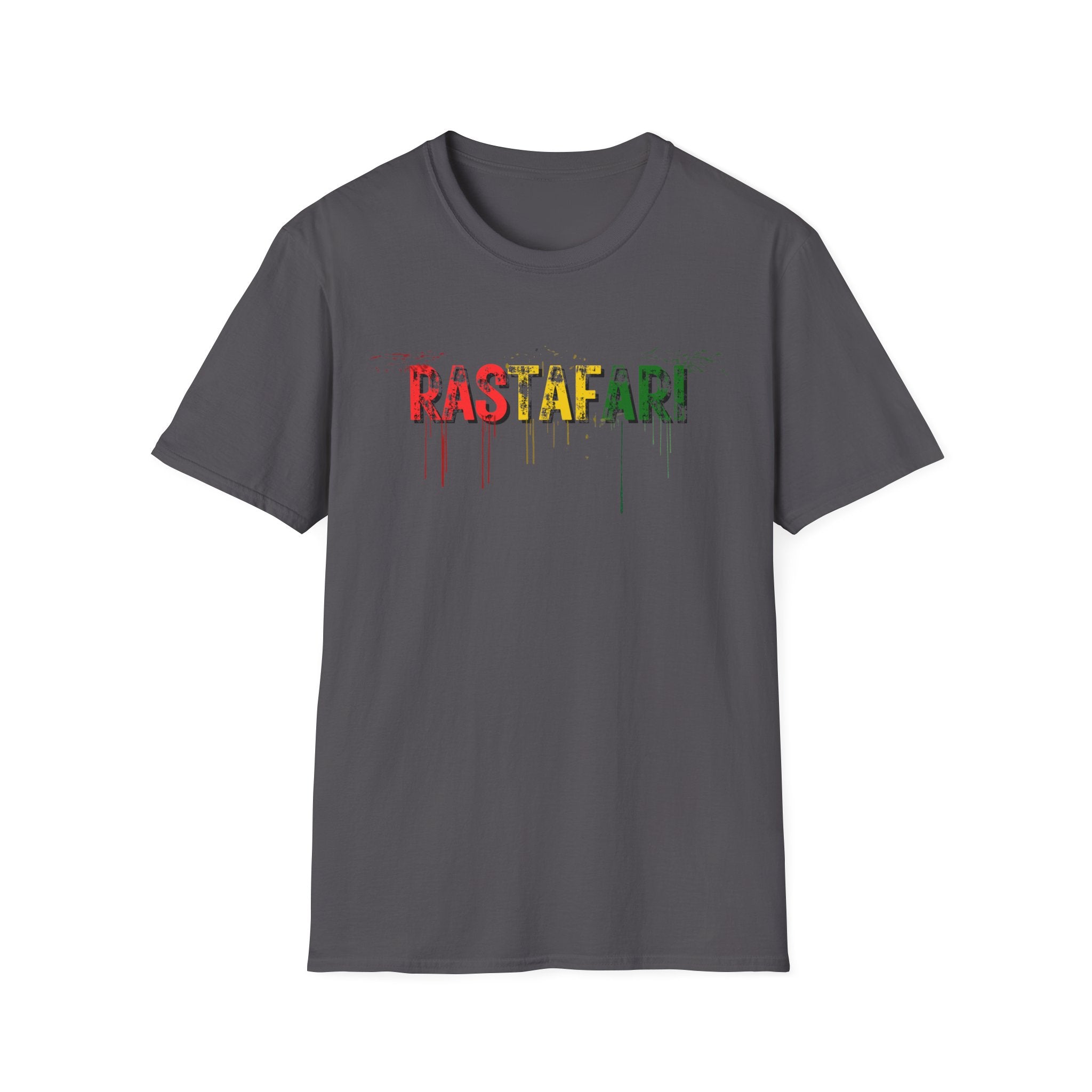 Gray t-shirt with colorful 'FASTAFARI' text on a white background