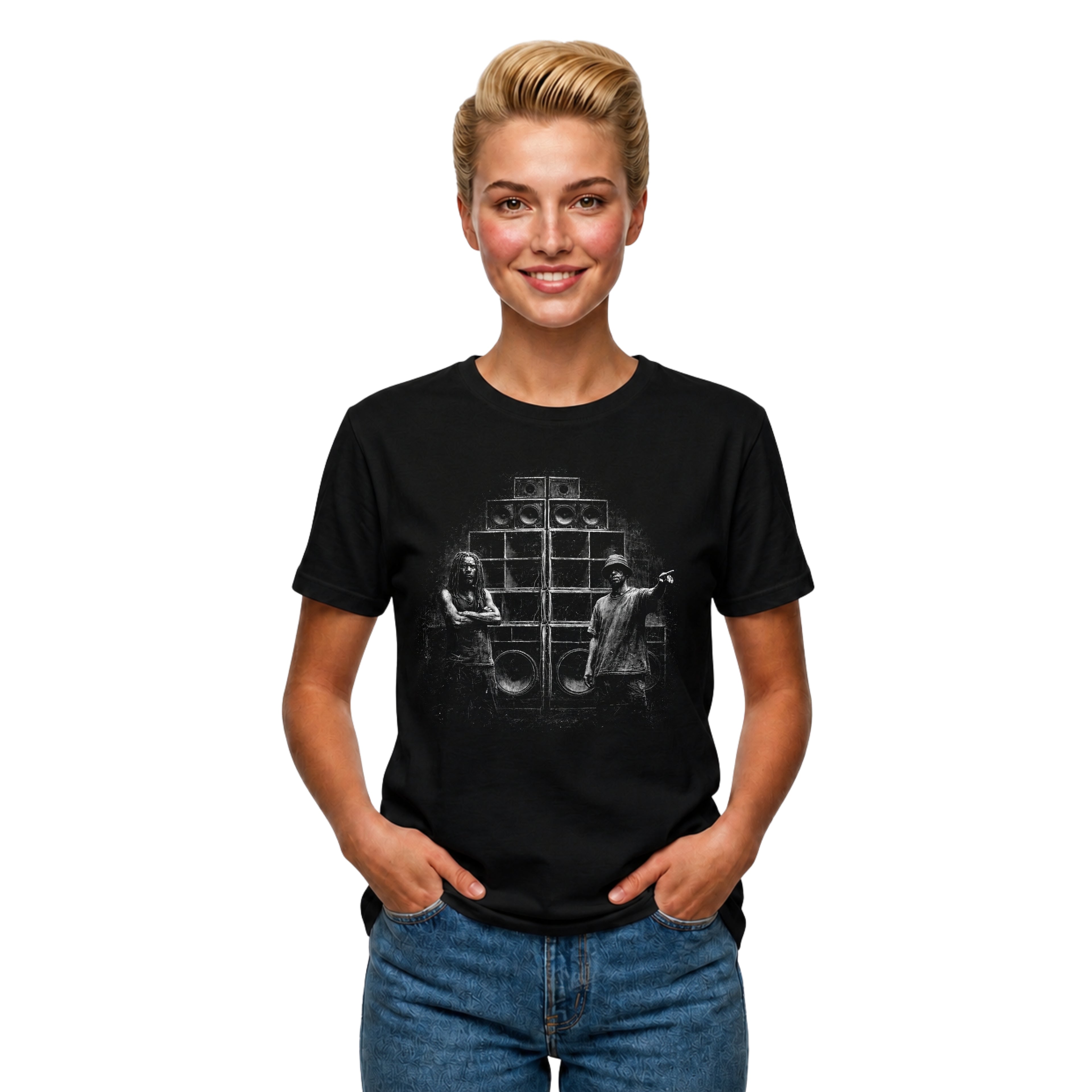 A speaker stack sound system reggae tee