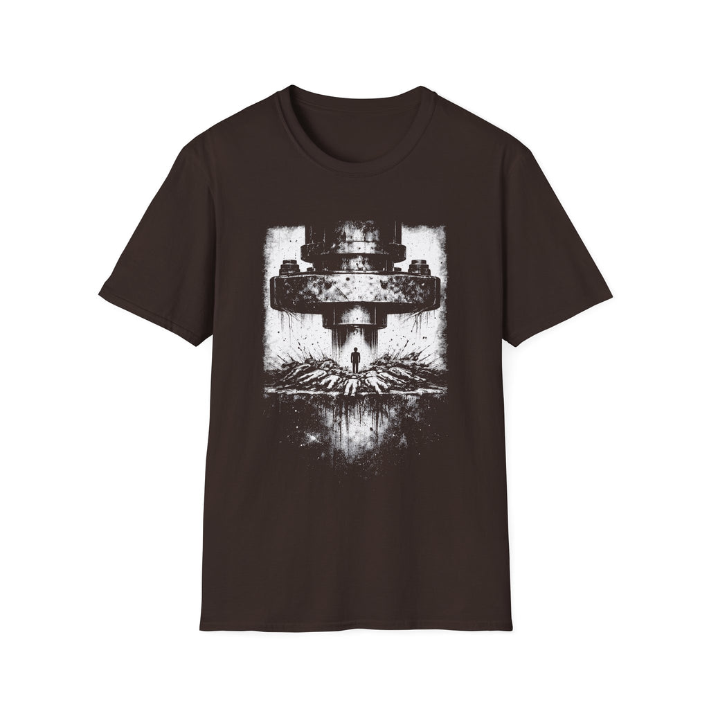 Survivorship Bias minimalist psychology T-shirt with distressed white artwork on chocolate brown. A clean cognitive bias graphic tee for thinkers and critical observers.