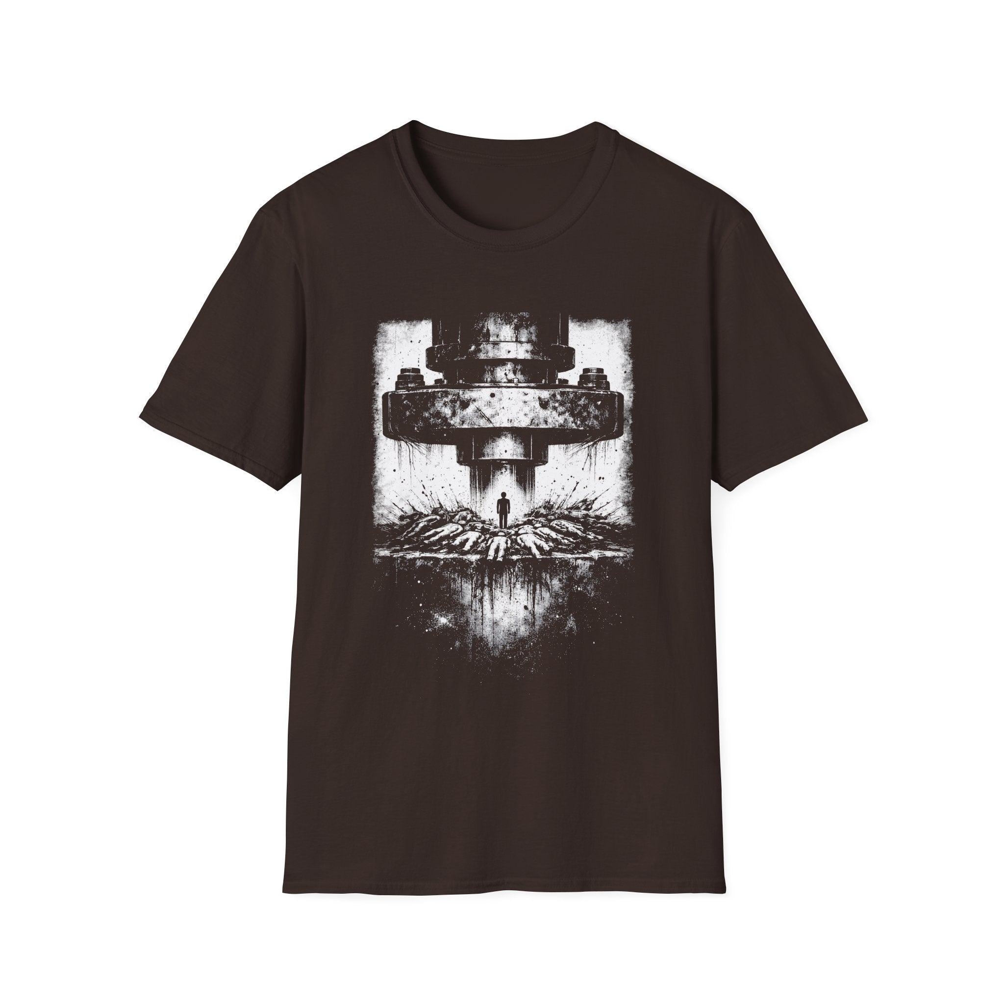 Survivorship Bias minimalist psychology T-shirt with distressed white artwork on chocolate brown. A clean cognitive bias graphic tee for thinkers and critical observers.