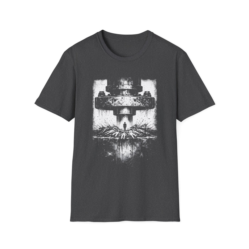 Survivorship Bias minimalist psychology T-shirt with distressed white artwork on dark heather grey. A clean cognitive bias graphic tee for thinkers and critical observers.